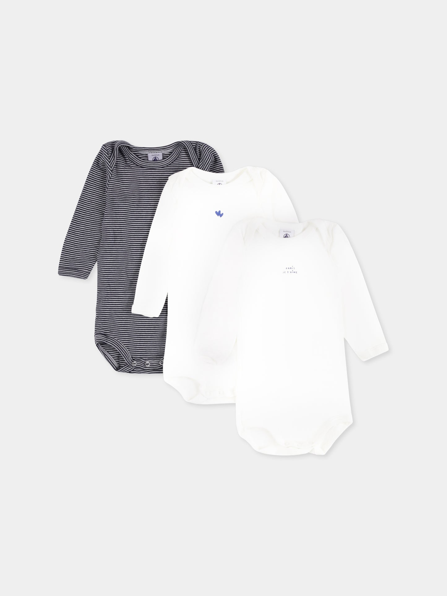 Set body multicolor per neonati con cuori e scritta,Petit Bateau,A0BEA 00