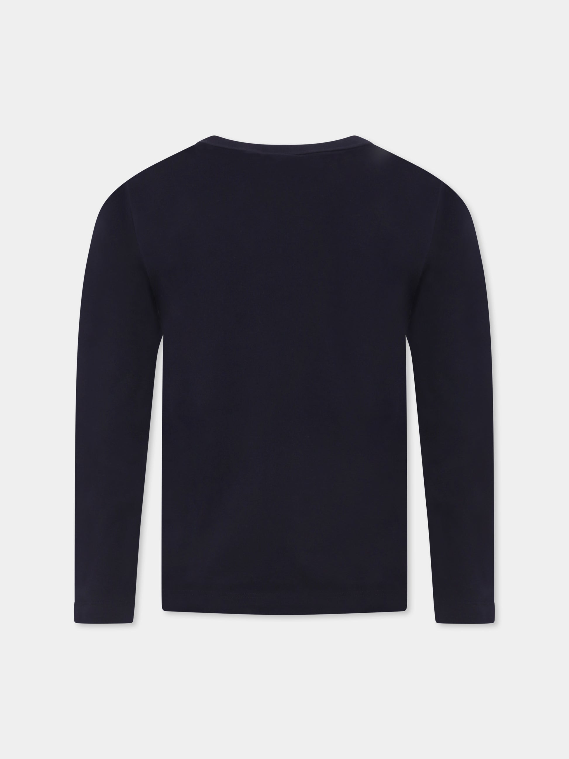 T-shirt blu per bambino con logo e stampa,Petit Bateau,A0BJK 05