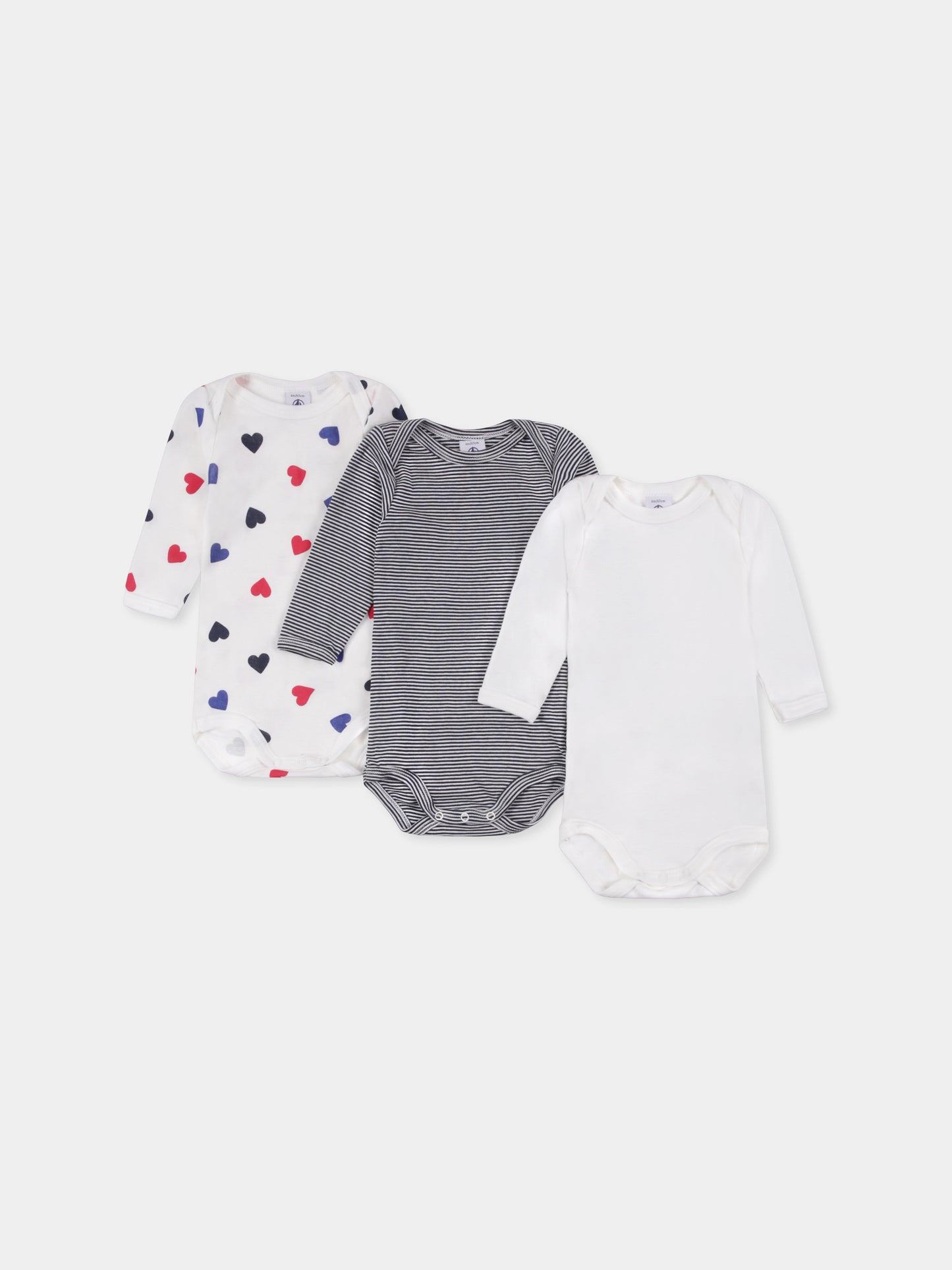 Set body multicolor per neonati con cuori e righe,Petit Bateau,A0BYW 00