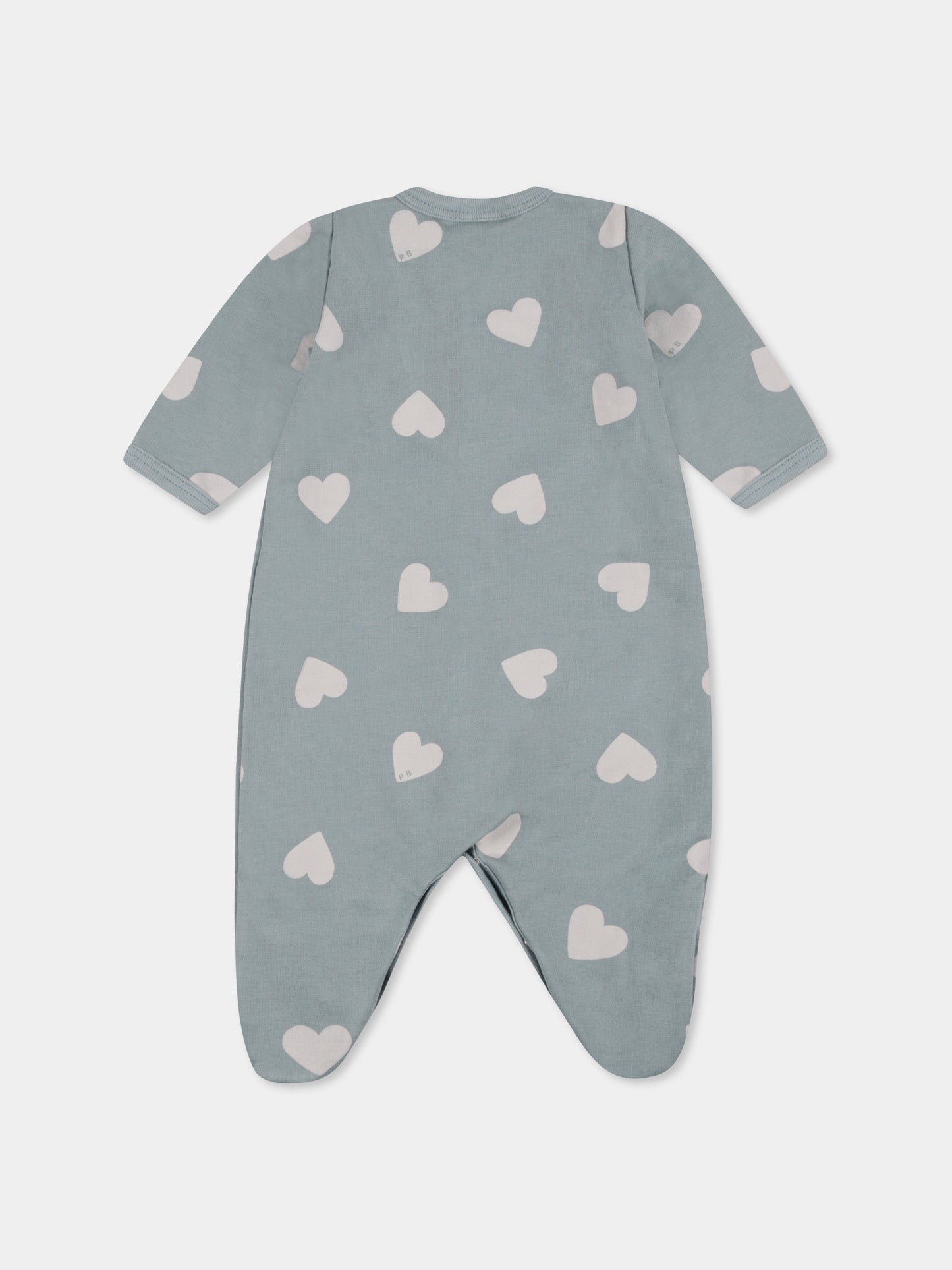 Tutina verde per neonati con cuori all over,Petit Bateau,A09FS 01