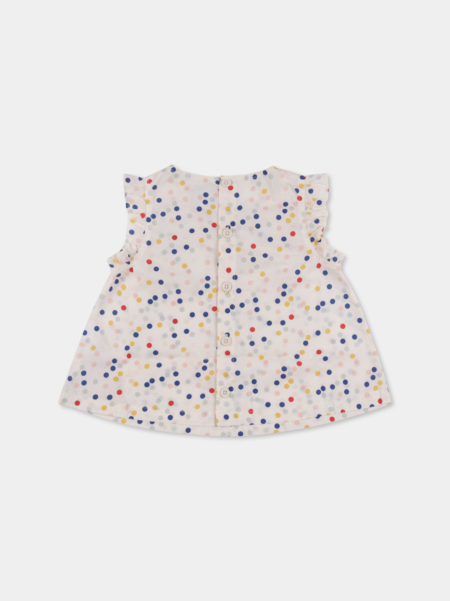 Camicia avorio per neonata con pois all over,Petit Bateau,A09RU 01