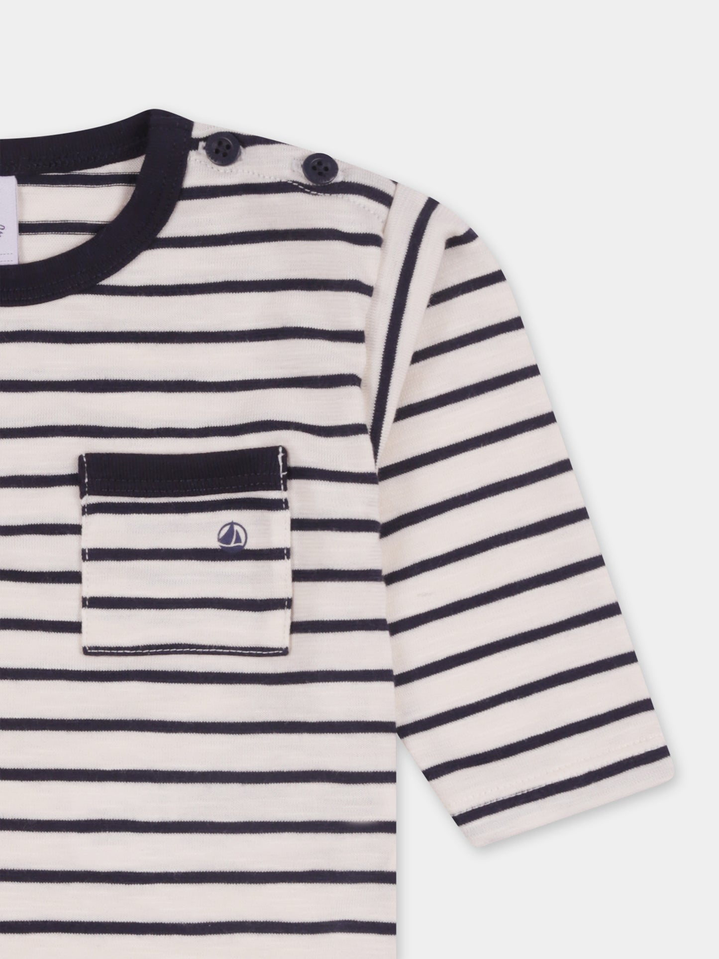 T-shirt blu per neonati con logo,Petit Bateau,A09WW 01