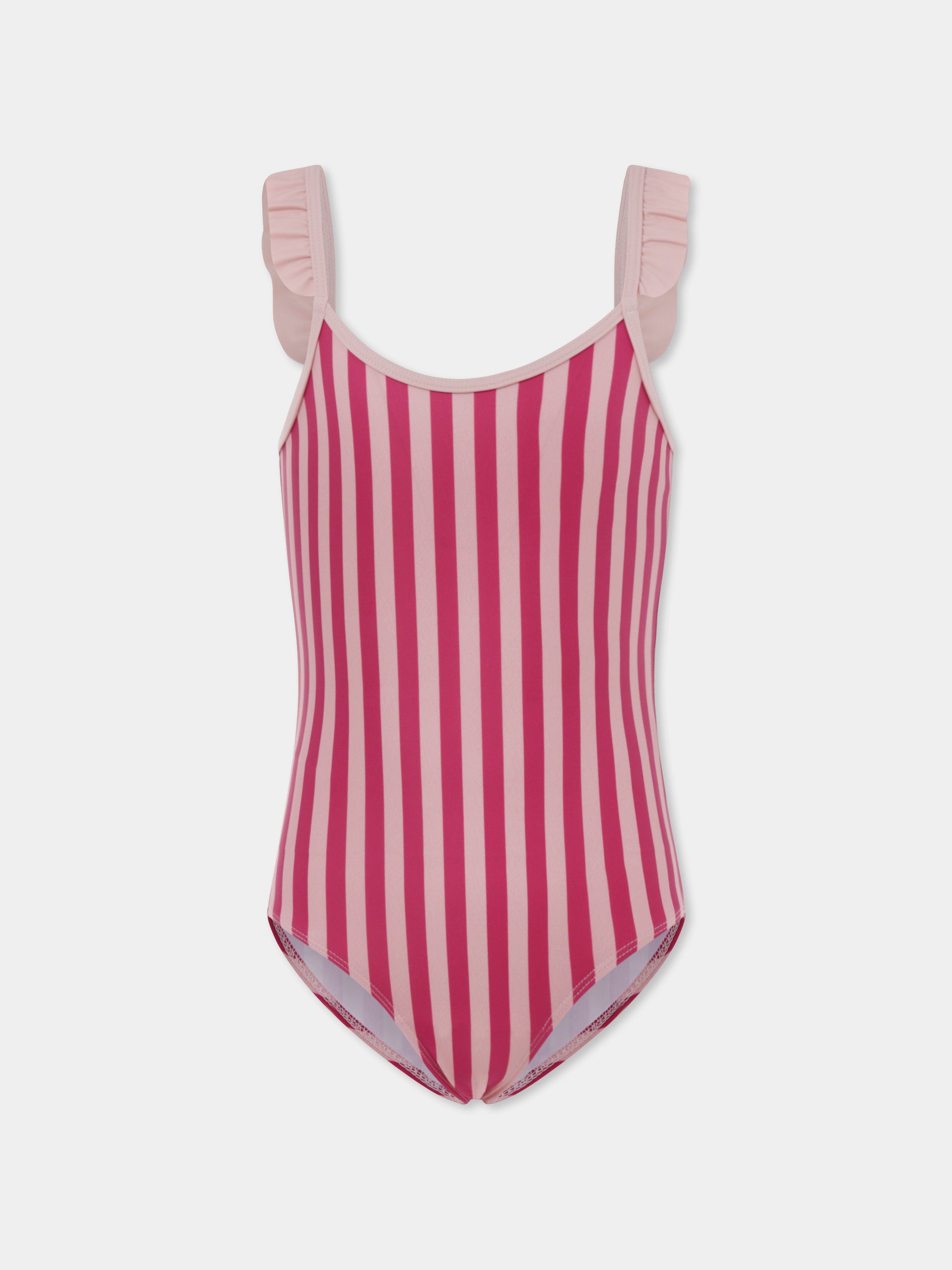 Costume intero rosa per bambina con logo,Petit Bateau,A0AGH 01