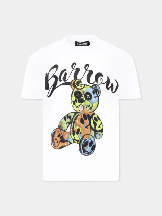 White t-shirt for kids with Bear print
