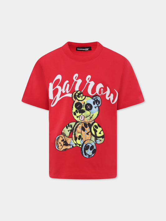 Red t-shirt for kids with Bear print