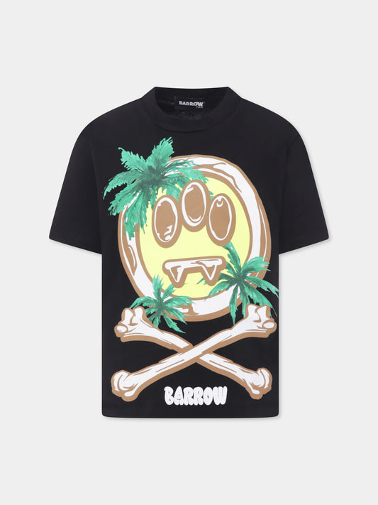 Black t-shirt for kids with smiley