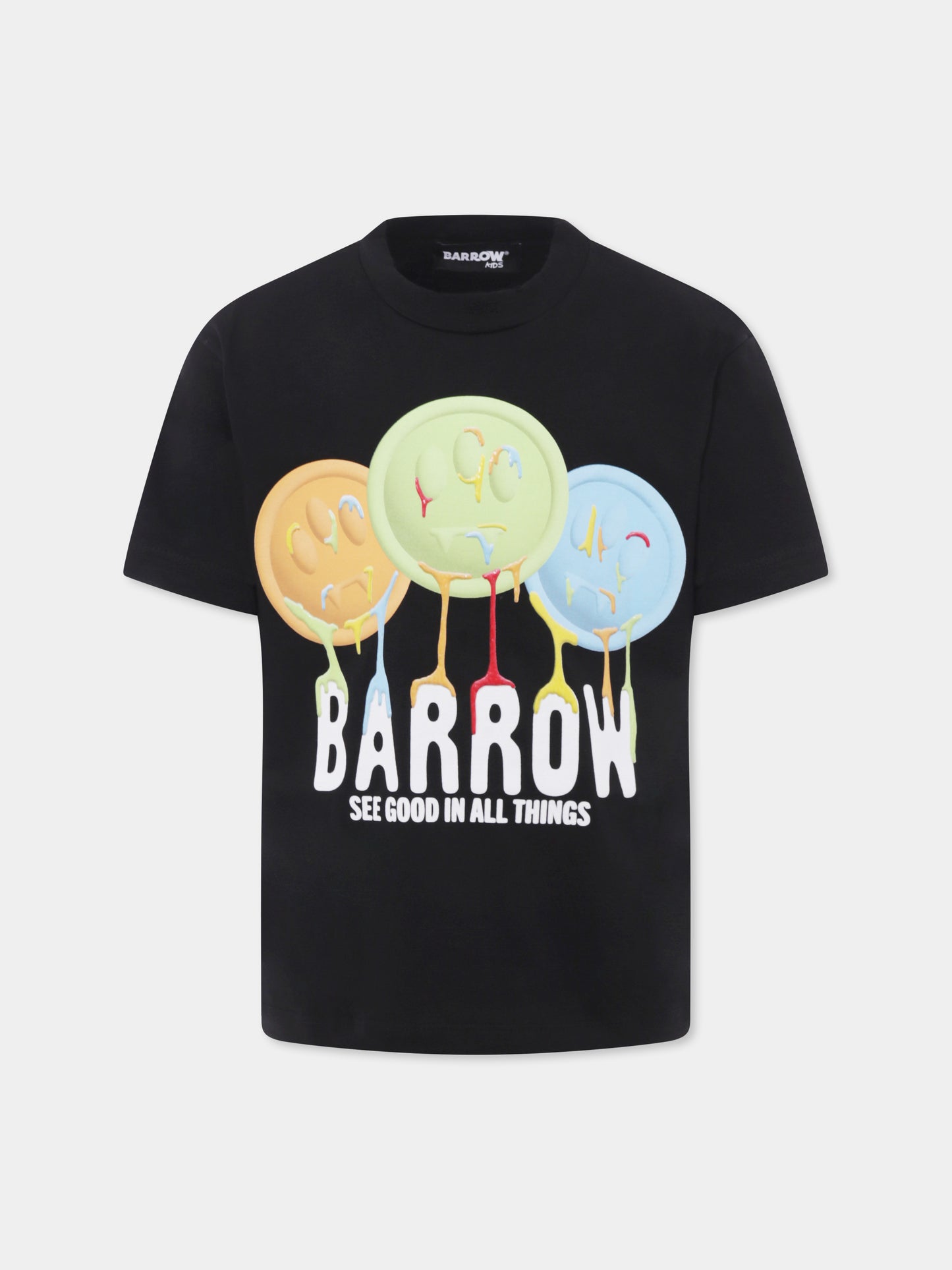 Black t-shirt for kids with smiley