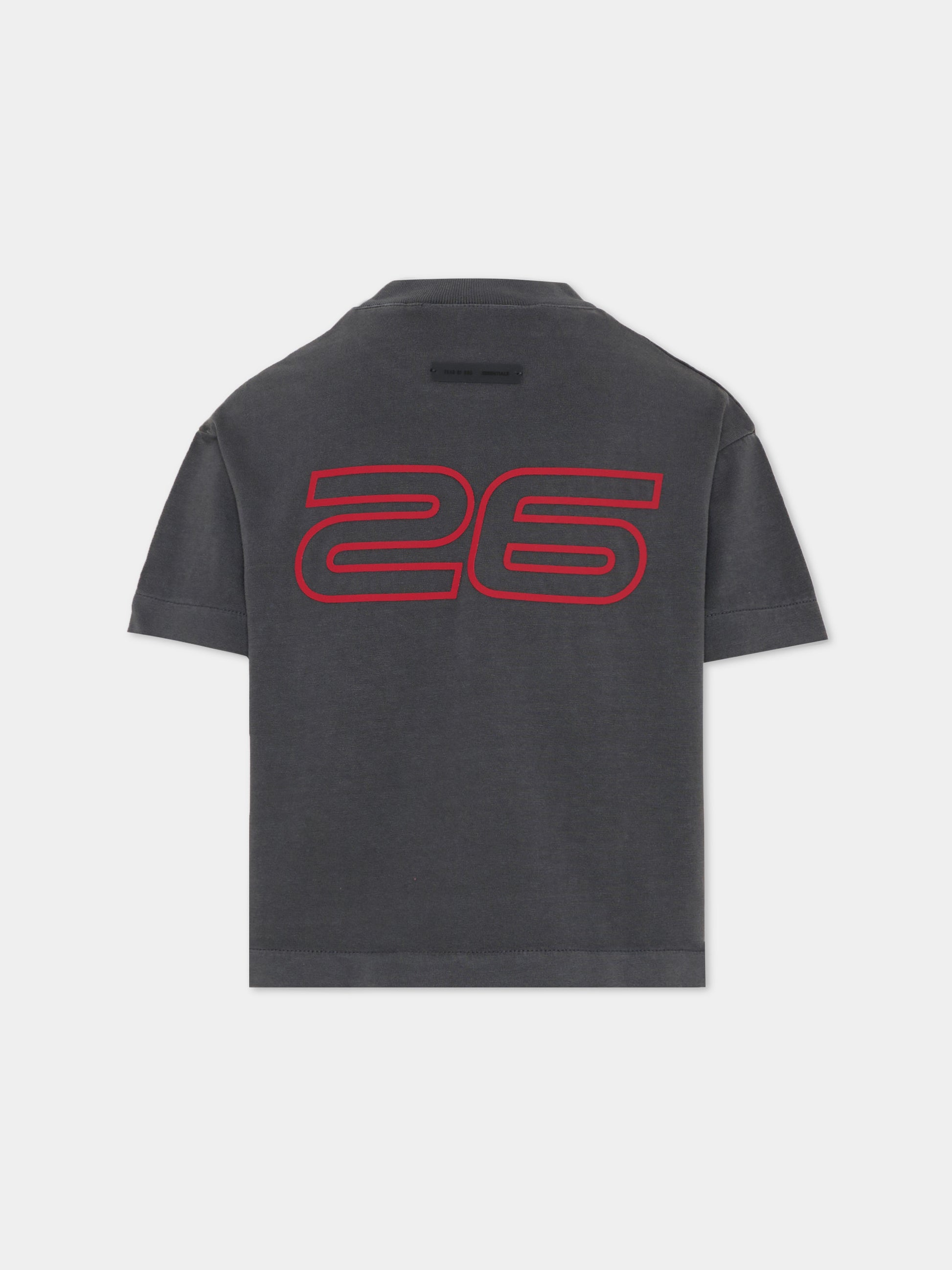 T-shirt grigia per bambini con logo rosso,Fear Of God Essentials,785HO251431K IRON GREY