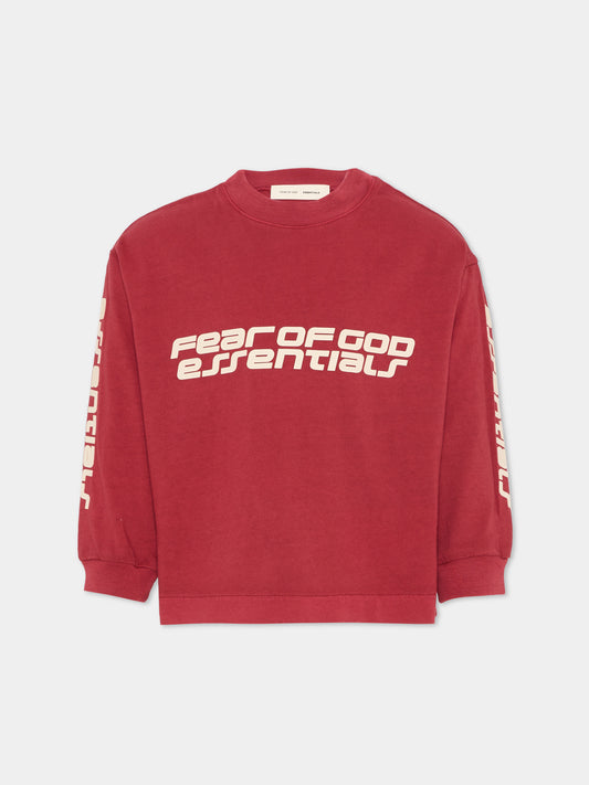 T-shirt bordeaux per bambini con logo,Fear Of God Essentials,785HO251441K CRIMSON