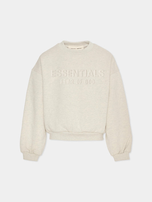 Felpa grigia per bambini con logo,Fear Of God Essentials,785HO252541K OATMEAL HEATHER