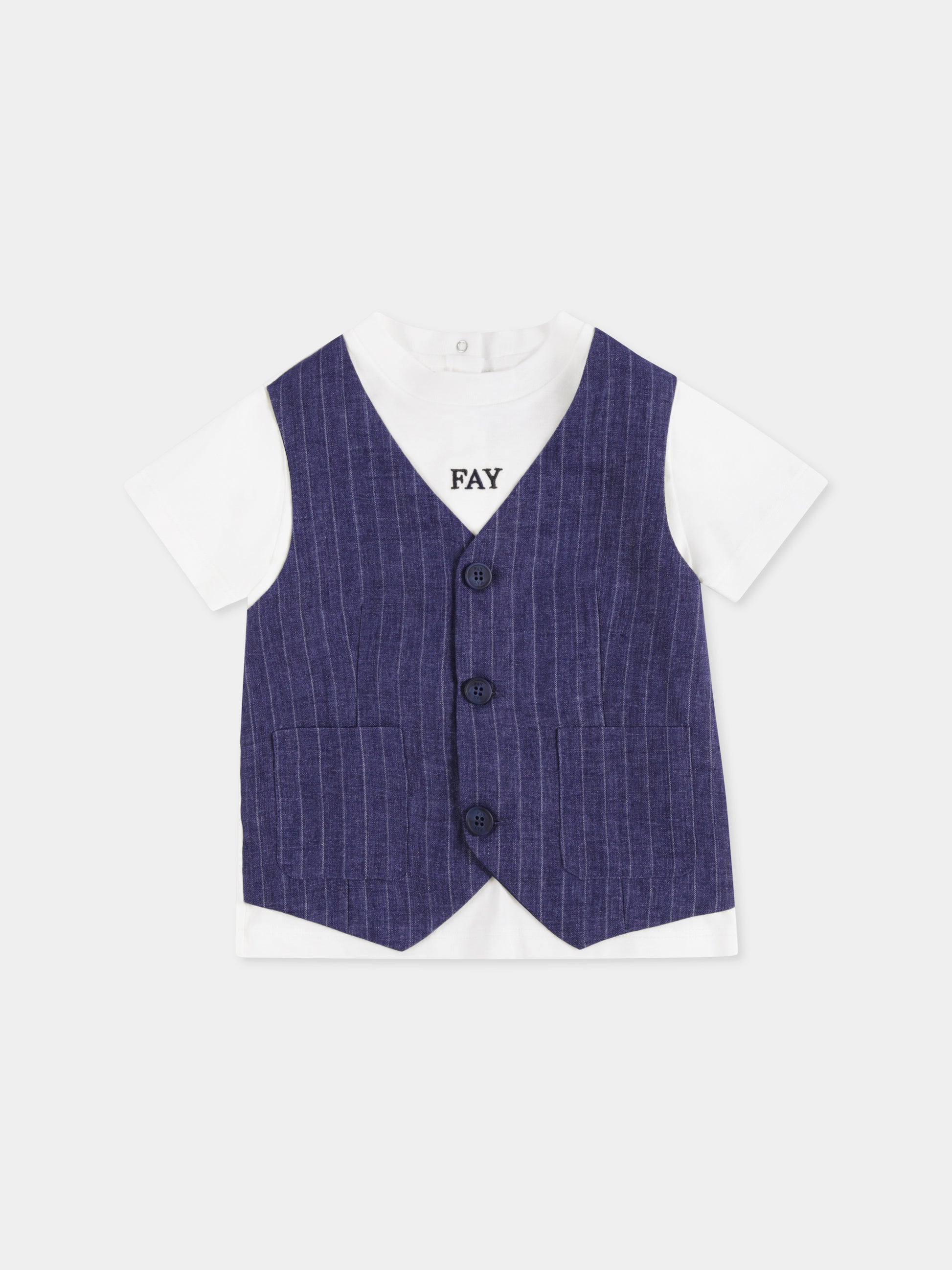 T-shirt blu per neonato con logo,Fay Kids,FW8541 J0004 101BL