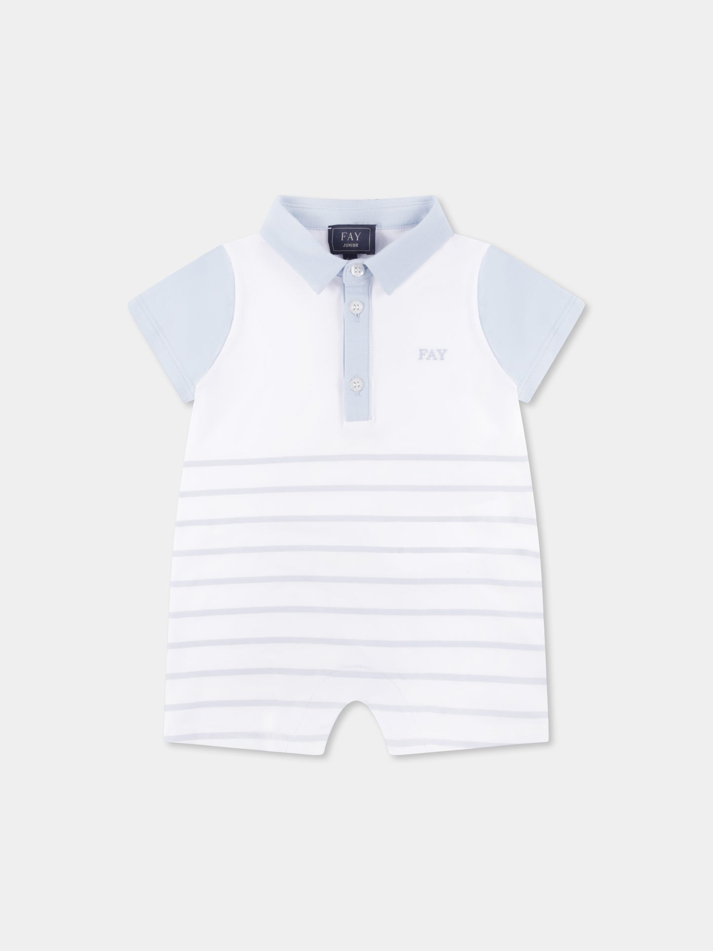 Blue romper set for baby boy with logo