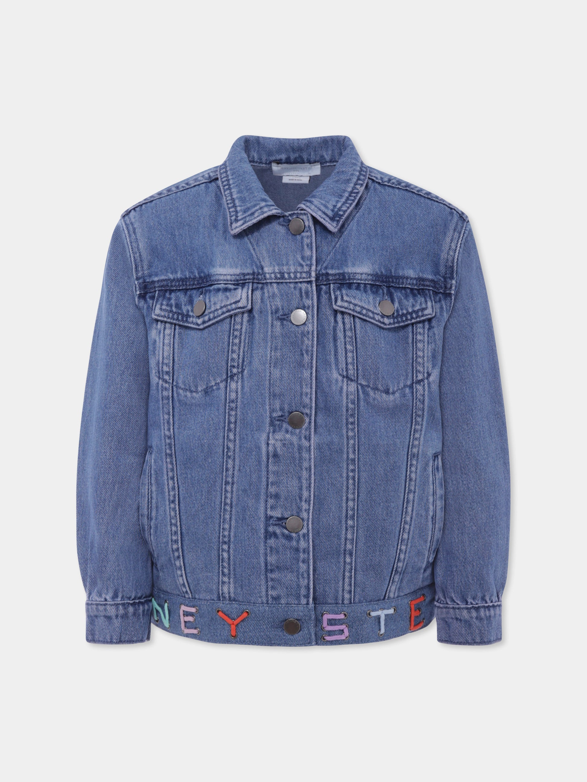 Giubbotto di jeans denim per bambina con logo,Stella Mccartney Kids,TW2B17 Z0746 614