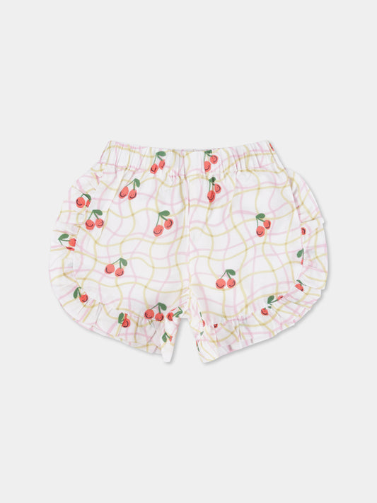 Shorts avorio per neonata con ciliegie all over,Stella Mccartney Kids,TW6059 Z2717 101MC
