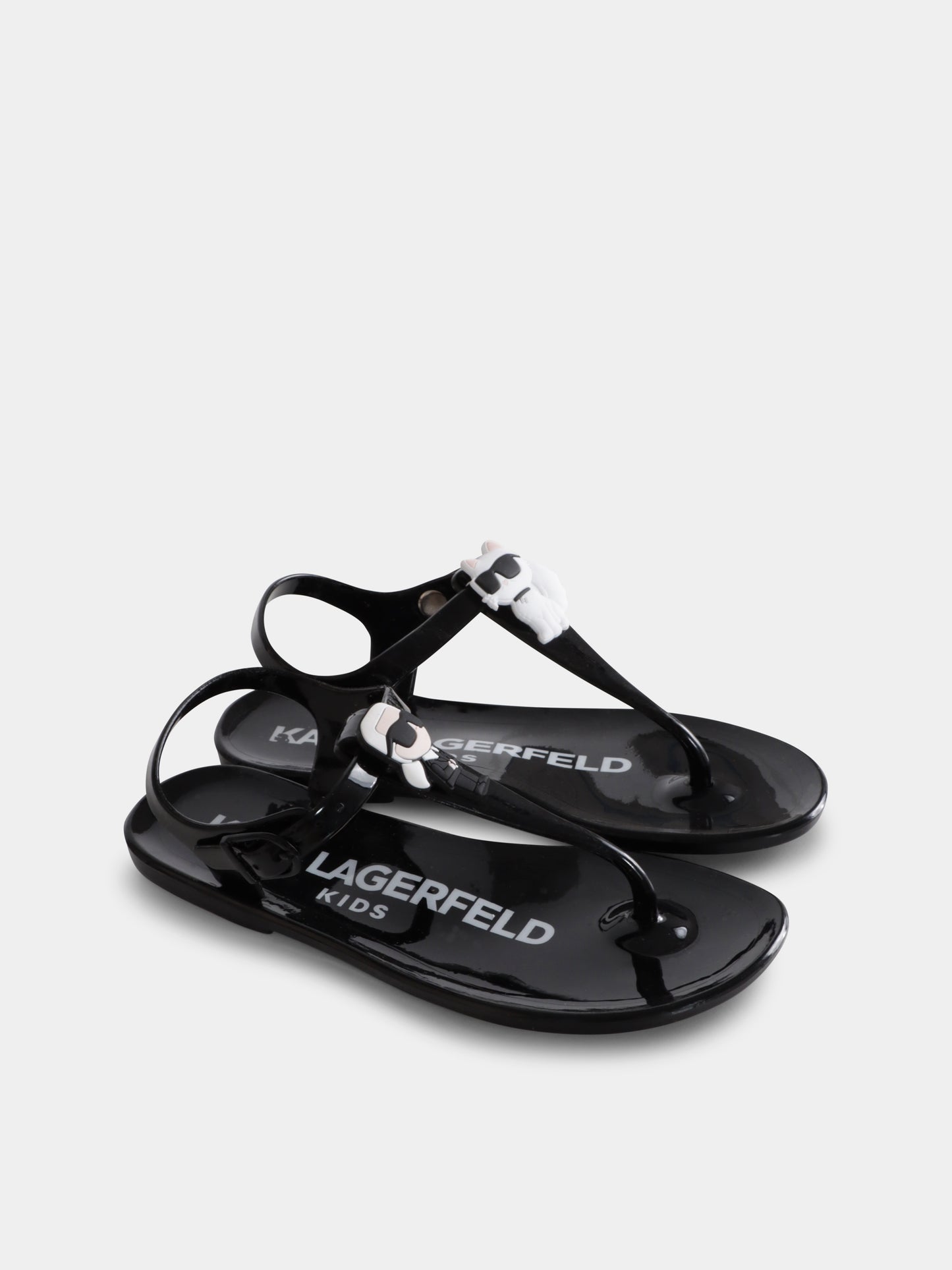 Infradito nere per bambina con Karl e Choupette,Karl Lagerfeld Kids,Z30370 09B