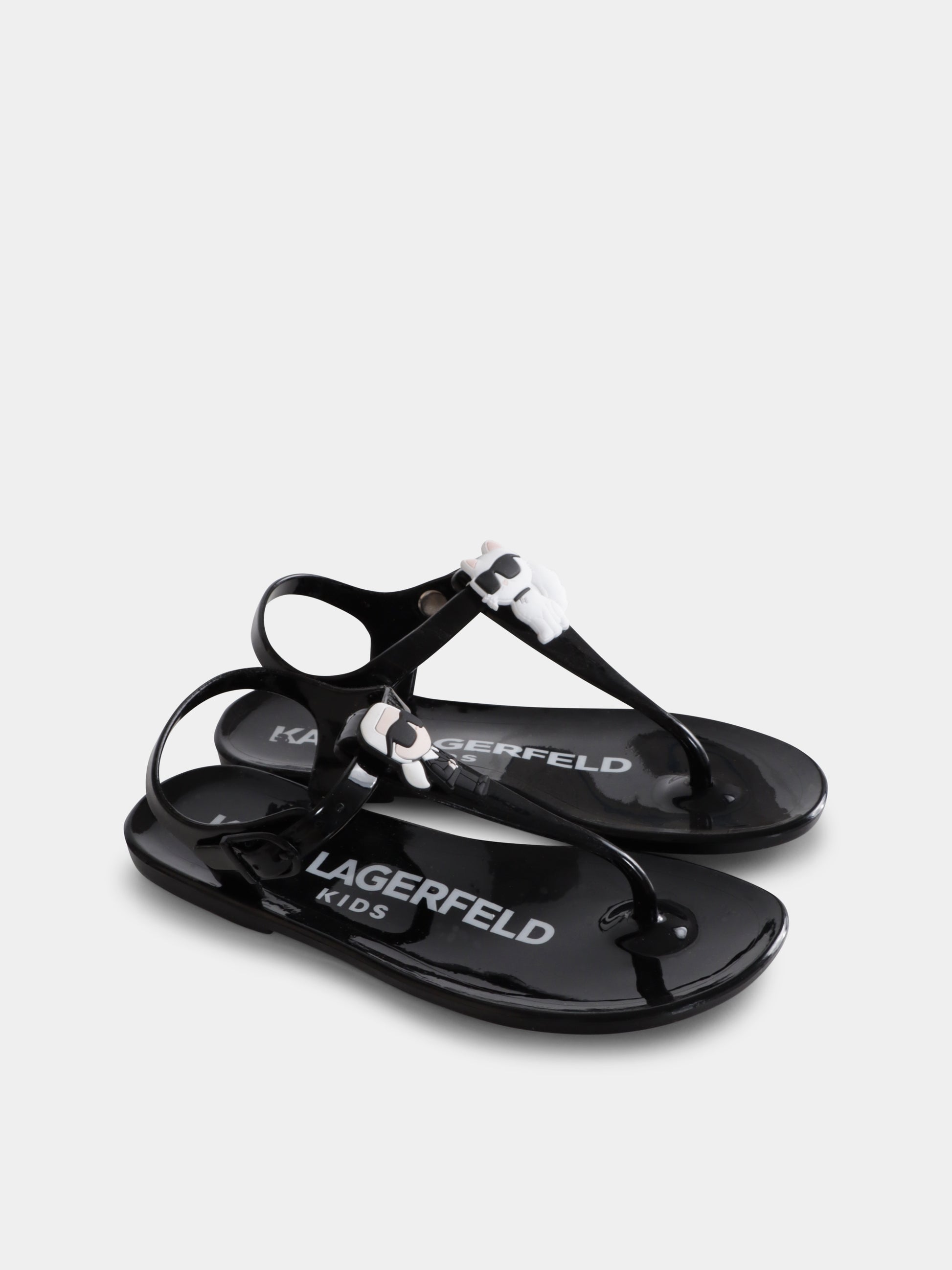 Infradito nere per bambina con Karl e Choupette,Karl Lagerfeld Kids,Z30370 09B