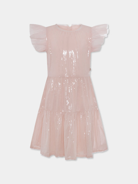 Vestito rosa per bambina con paillettes,Billieblush,U21100 45X