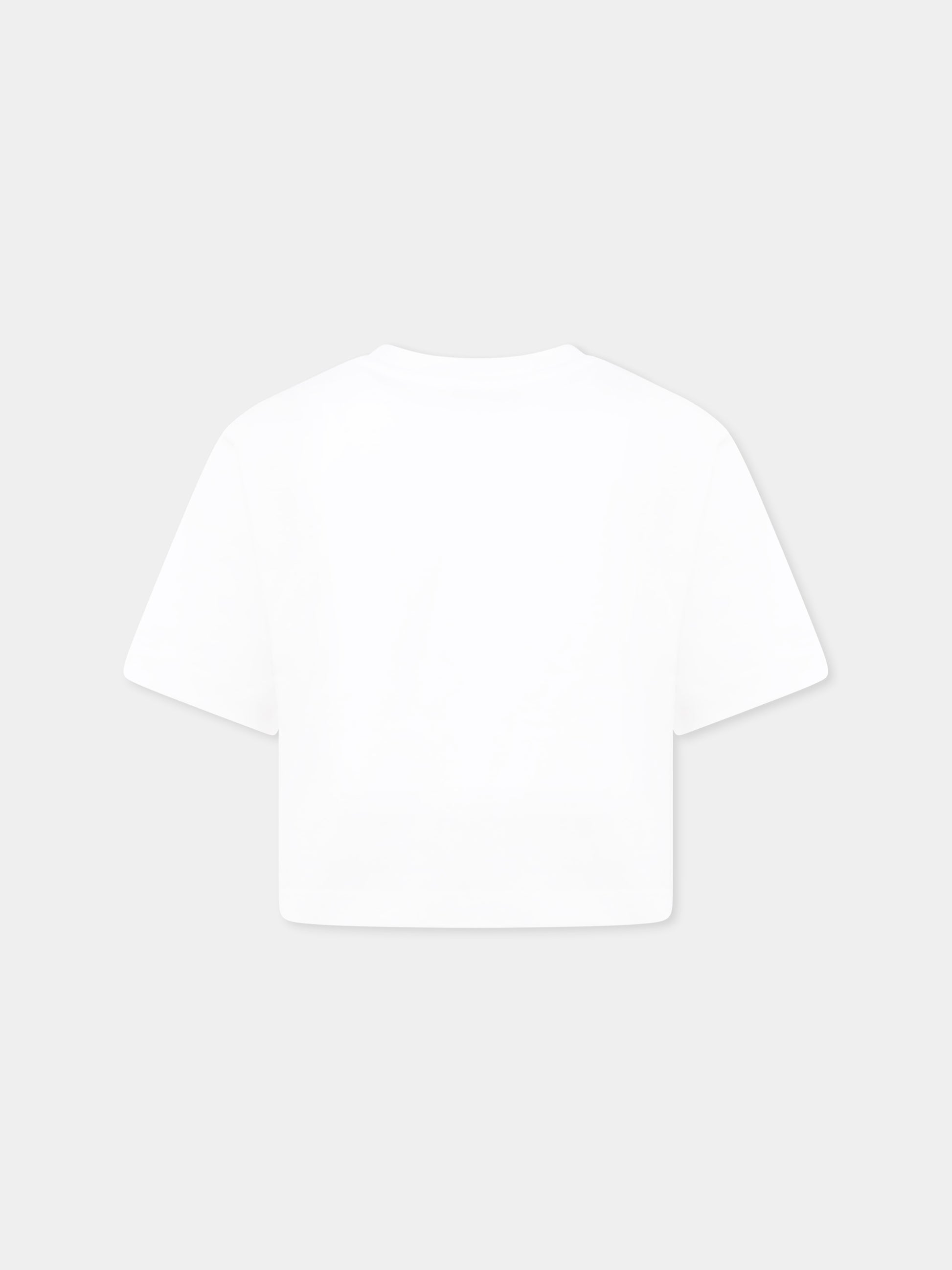 T-shirt crop bianca per bambina con logo,Mm6 Maison Margiela,M60806 MM04I M6100