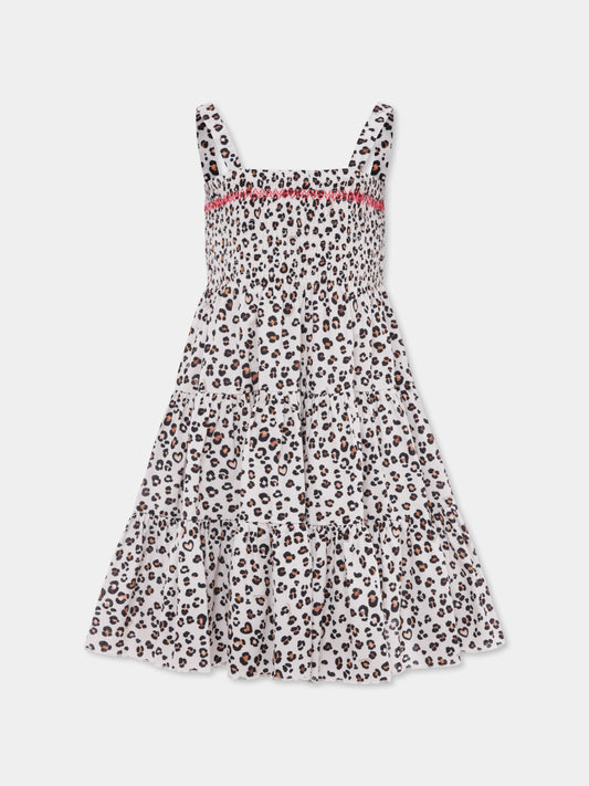 Copricostume beige per bambina con stampa animalier,Monnalisa,19E086 5772 0080