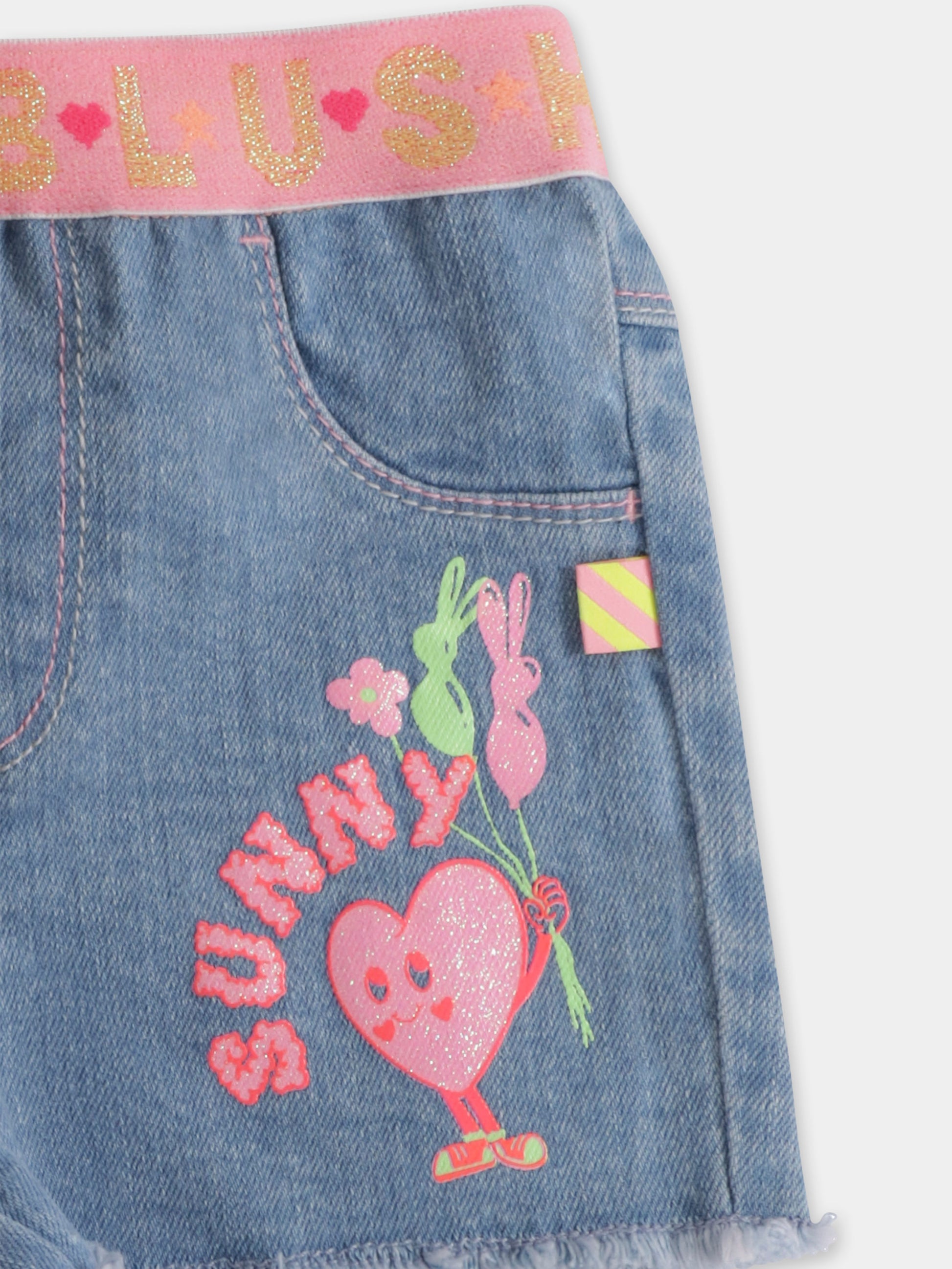 Shorts denim per neonata con cuore,Billieblush,U20050 Z18
