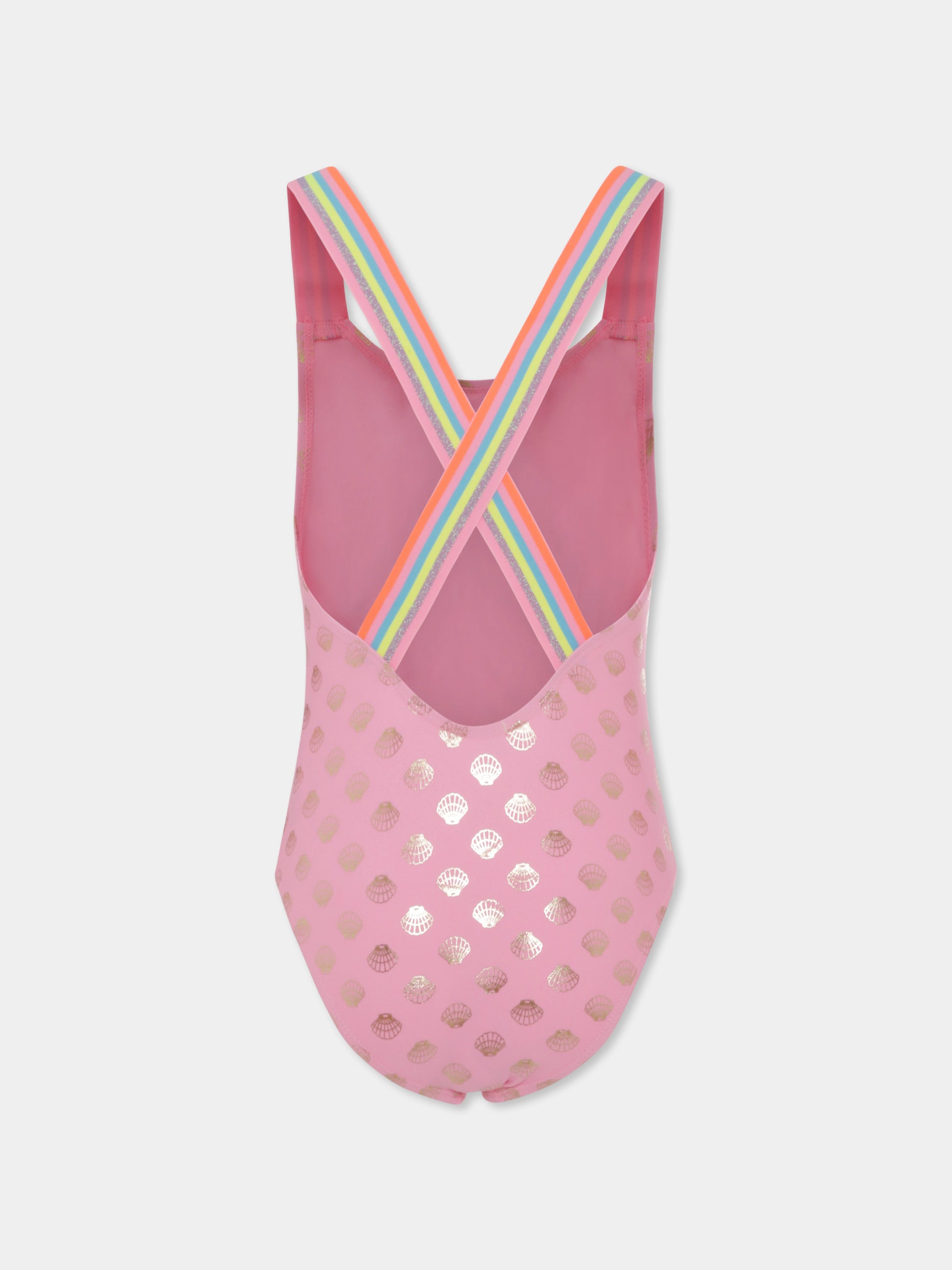 Costume intero rosa per bambina con conchiglie,Billieblush,U20057 462