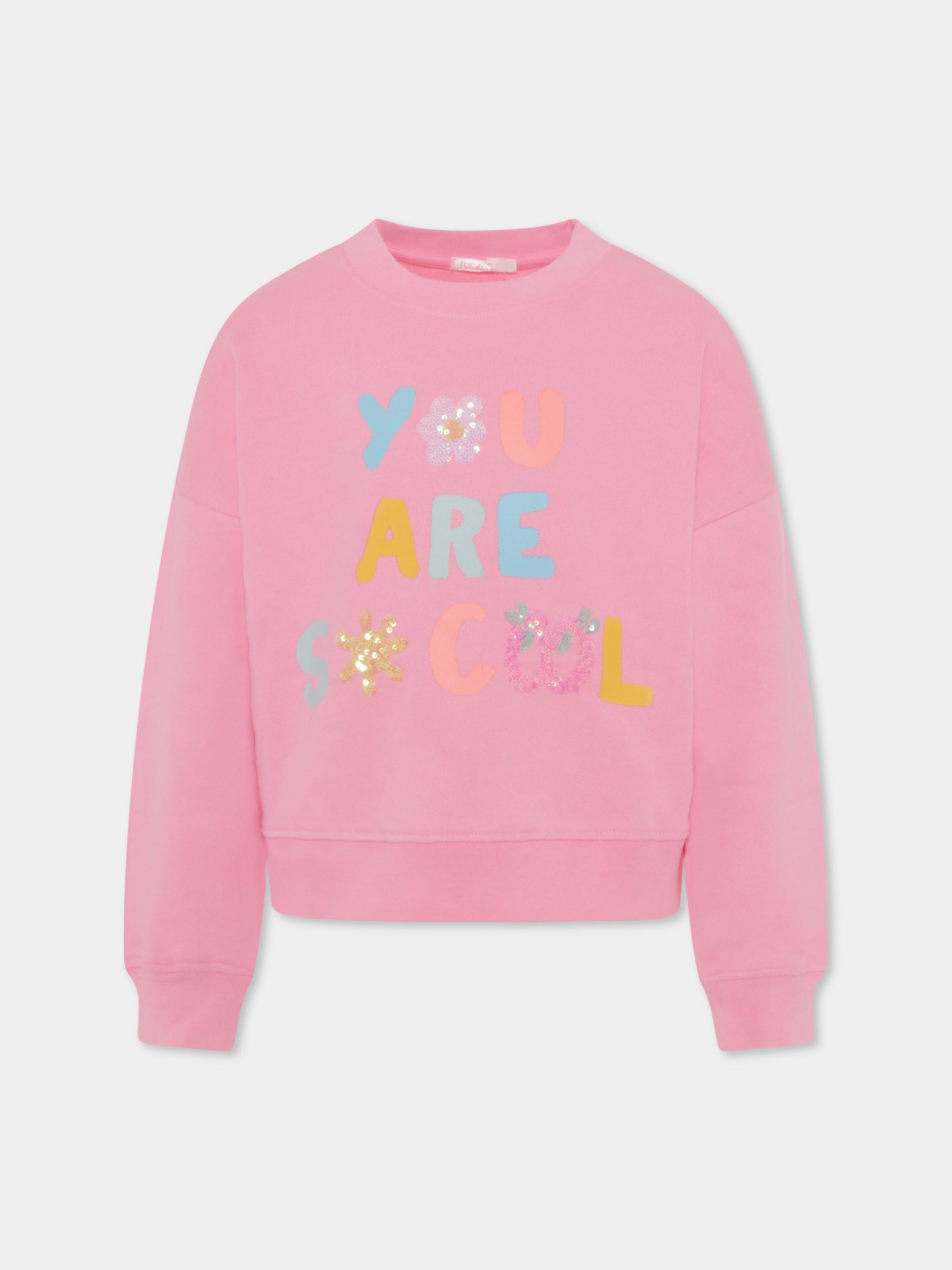 Felpa rosa per bambina con scritta,Billieblush,U20097 462