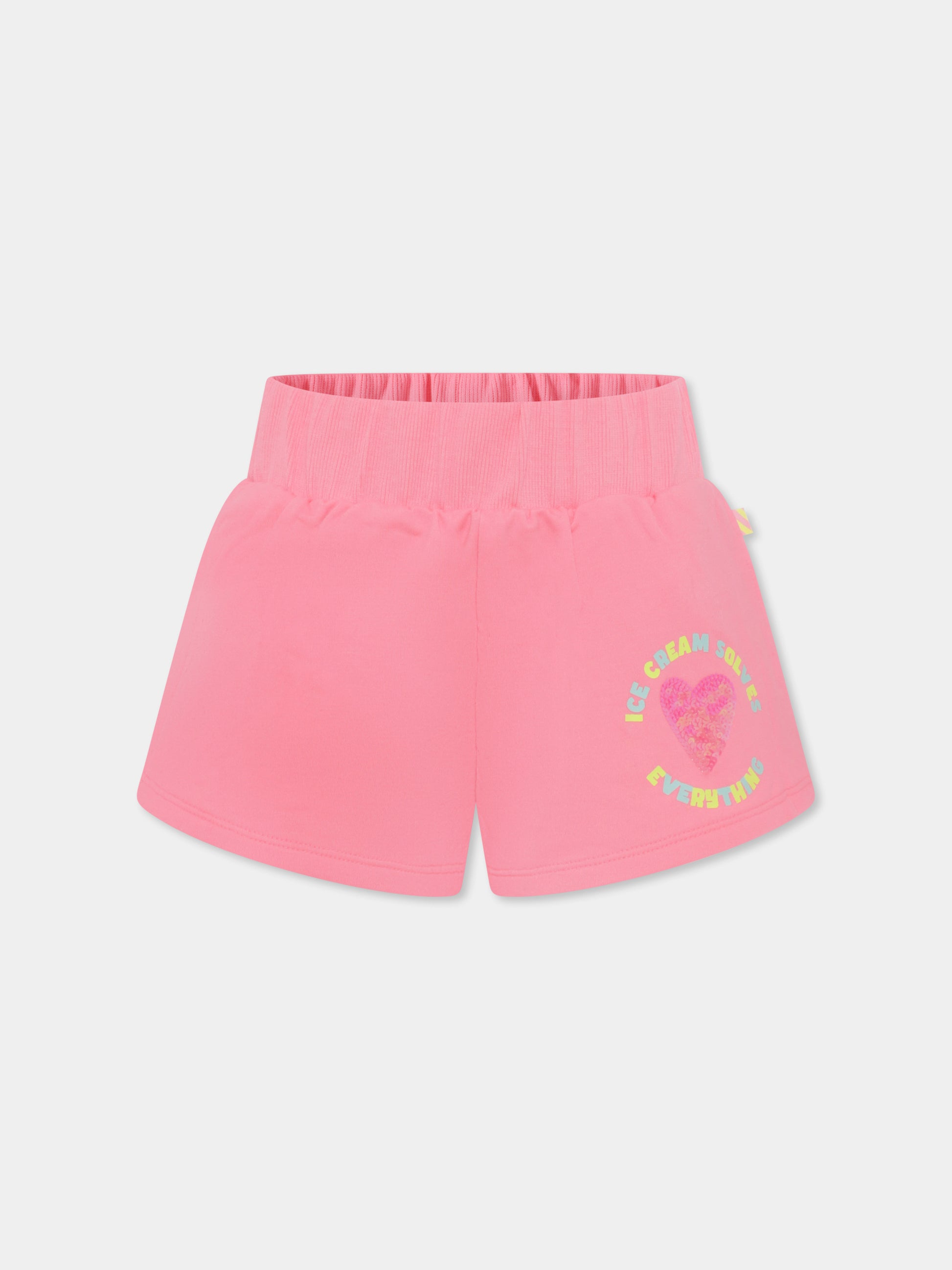 Shorts rosa per bambina con cuore,Billieblush,U20111 499
