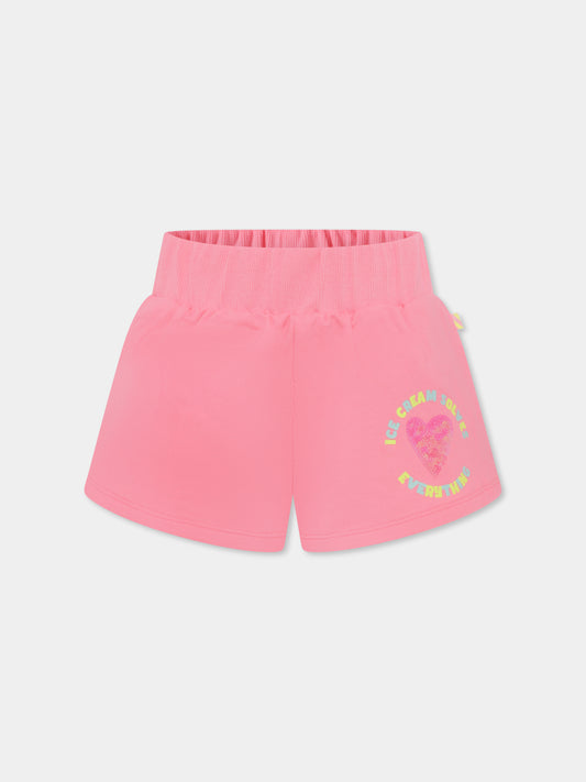 Shorts rosa per bambina con cuore,Billieblush,U20111 499
