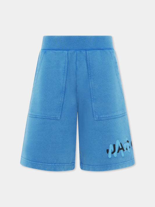 Shorts azzurri per bambino con logo,Marc Jacobs,W60216 873