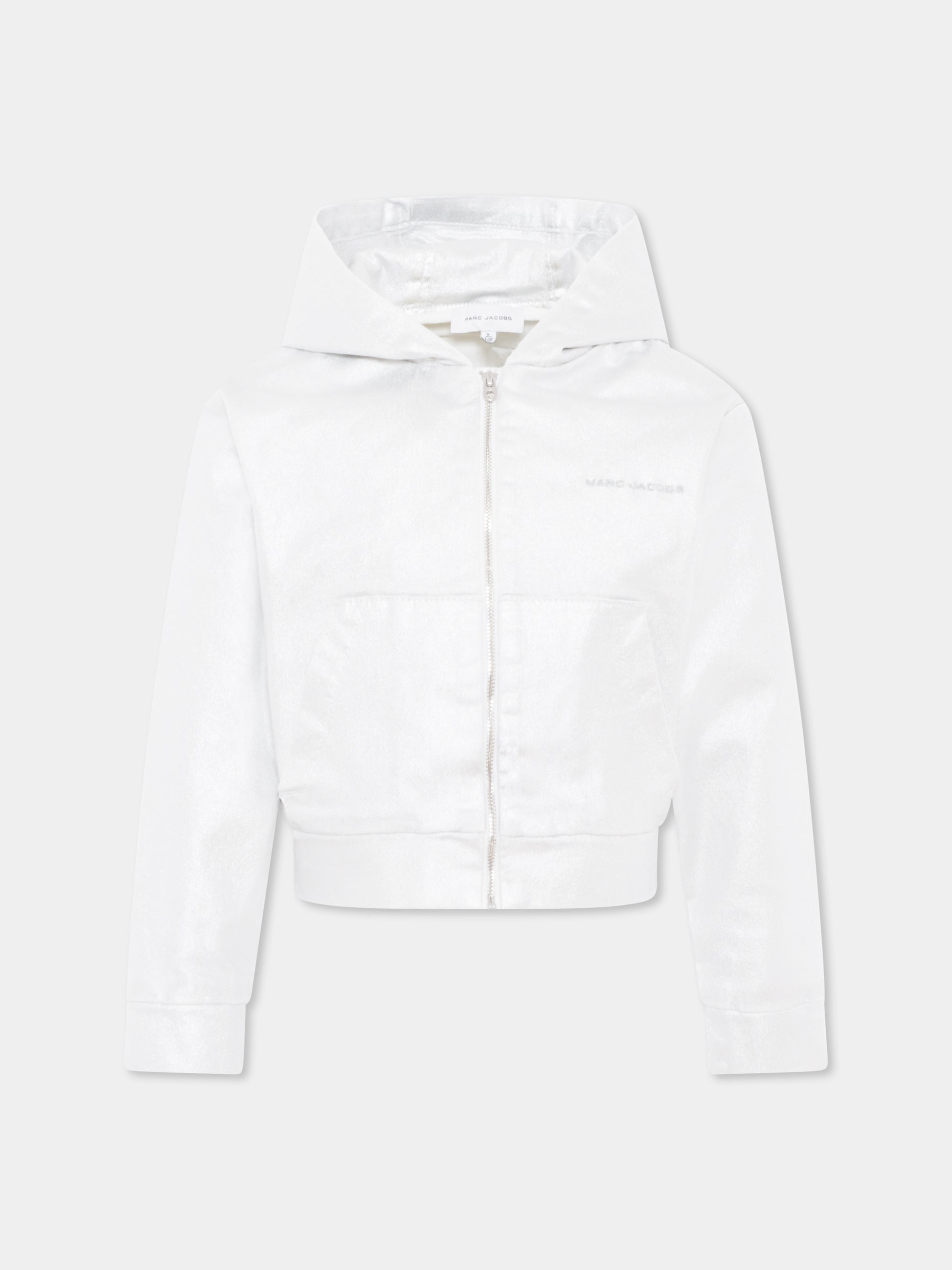 Felpa crop argento per bambina con logo,Marc Jacobs,W60221 016