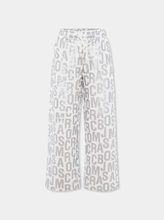 Pantaloni argento per bambina con logo all over,Marc Jacobs,W60225 126