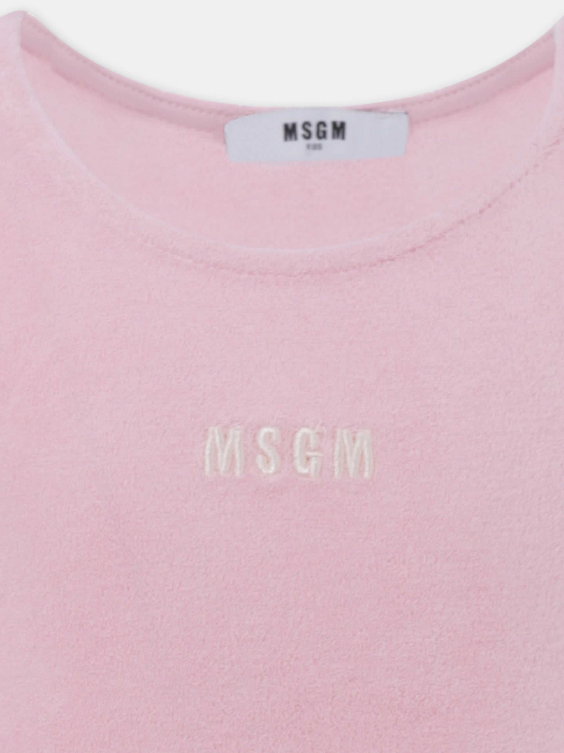 Top crop rosa per bambina con logo,Msgm Kids,S4MSJGTH164 042