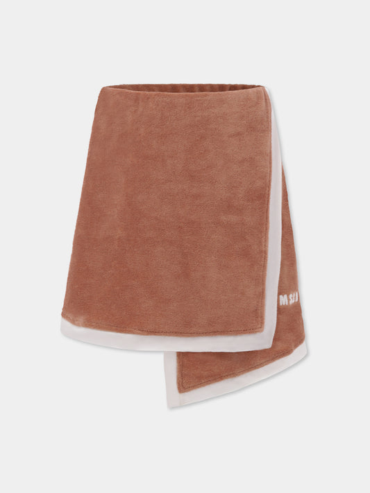 Brown skirt for girl with logo