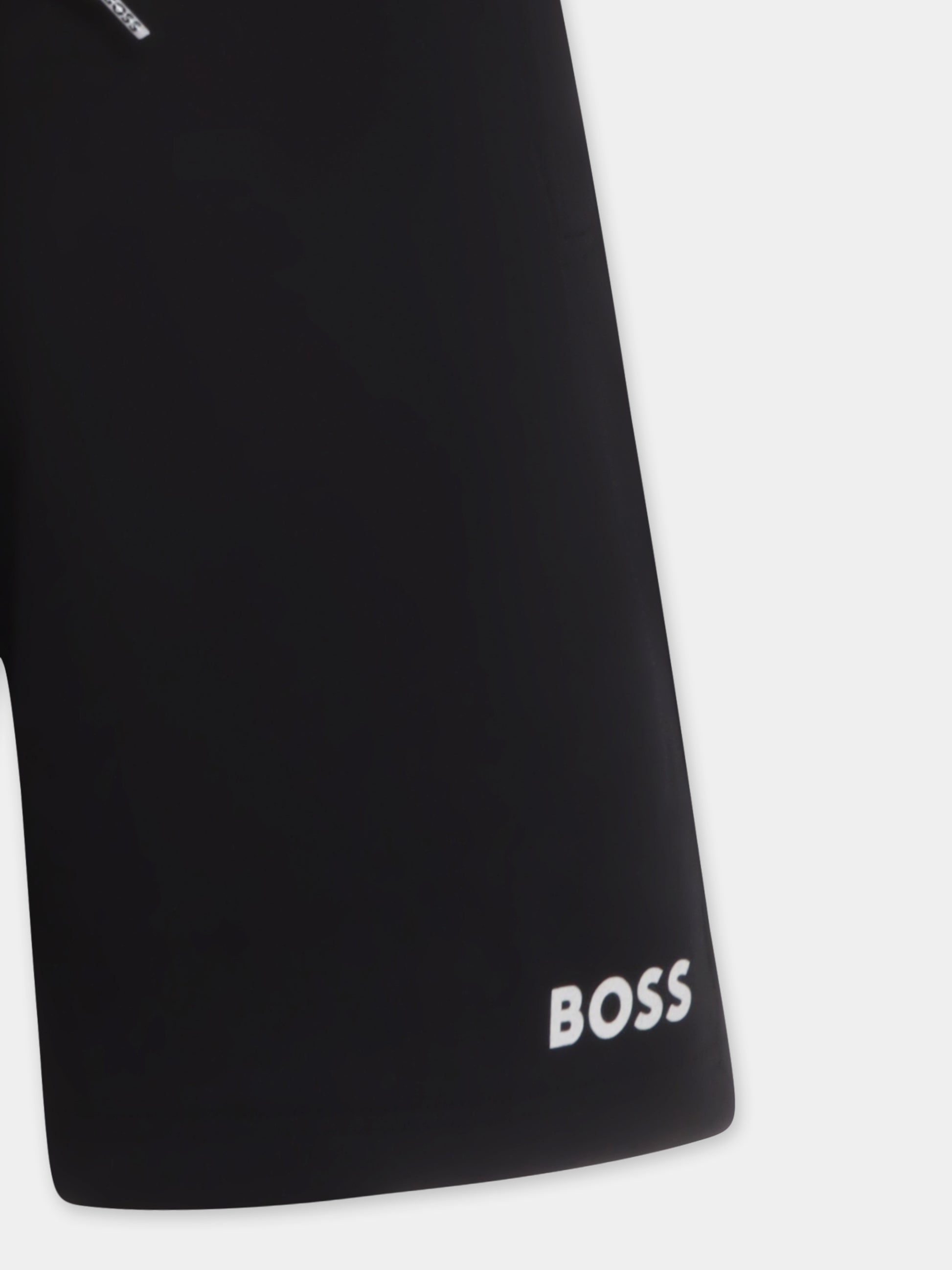 Shorts neri per bambino con logo,Boss,J50680 09B