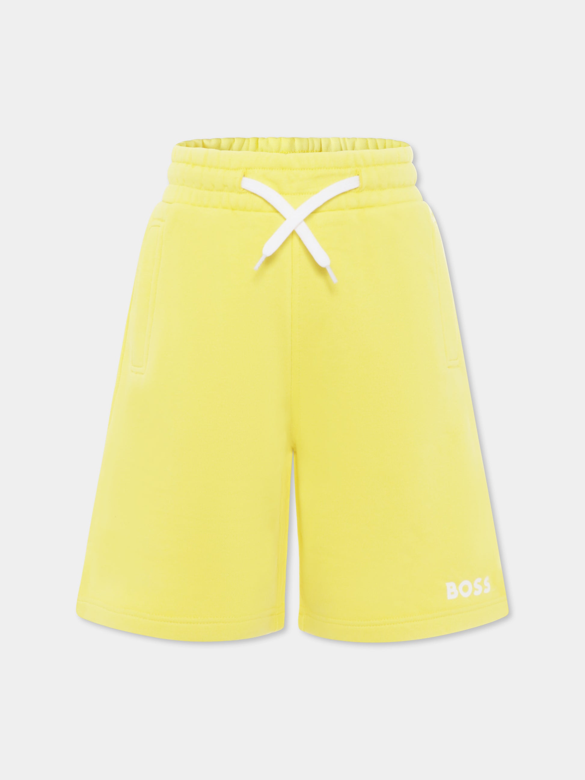 Shorts gialli per bambino con logo,Boss,J50680 508