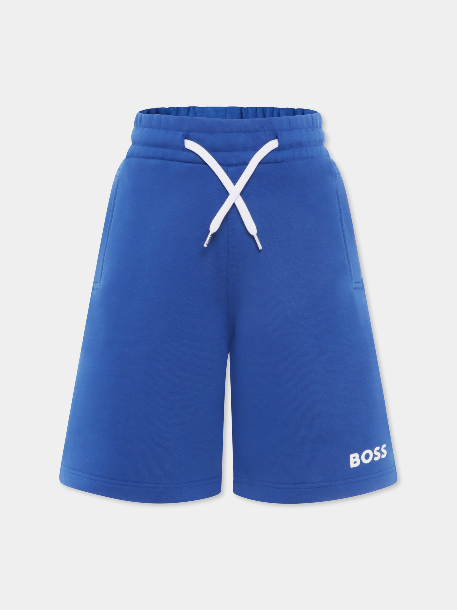 Shorts azzurro per bambino con logo,Boss,J50680 872