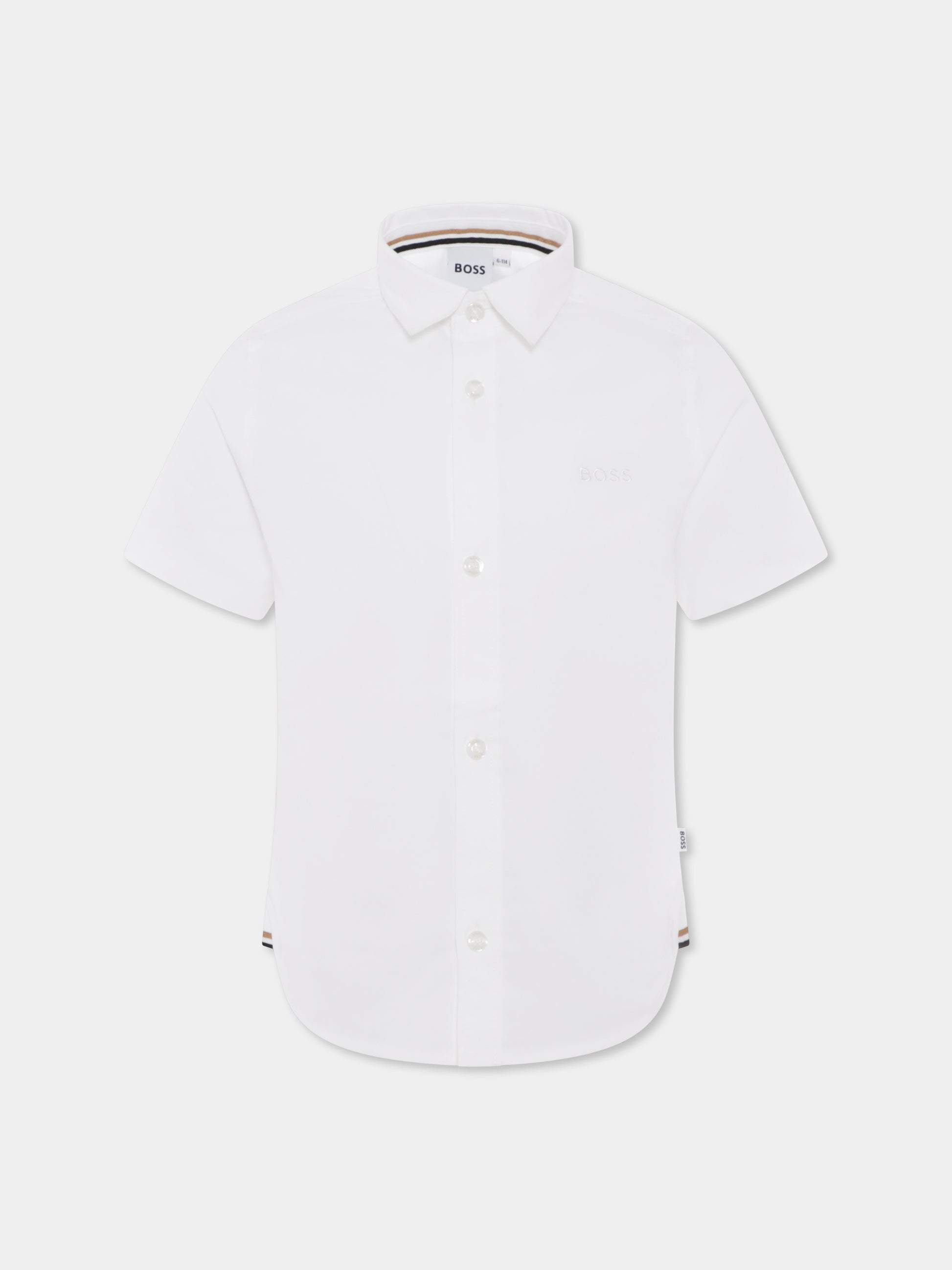 Camicia bianca per bambino con logo,Boss,J50696 10P