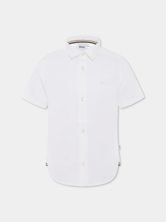 Camicia bianca per bambino con logo,Boss,J50696 10P