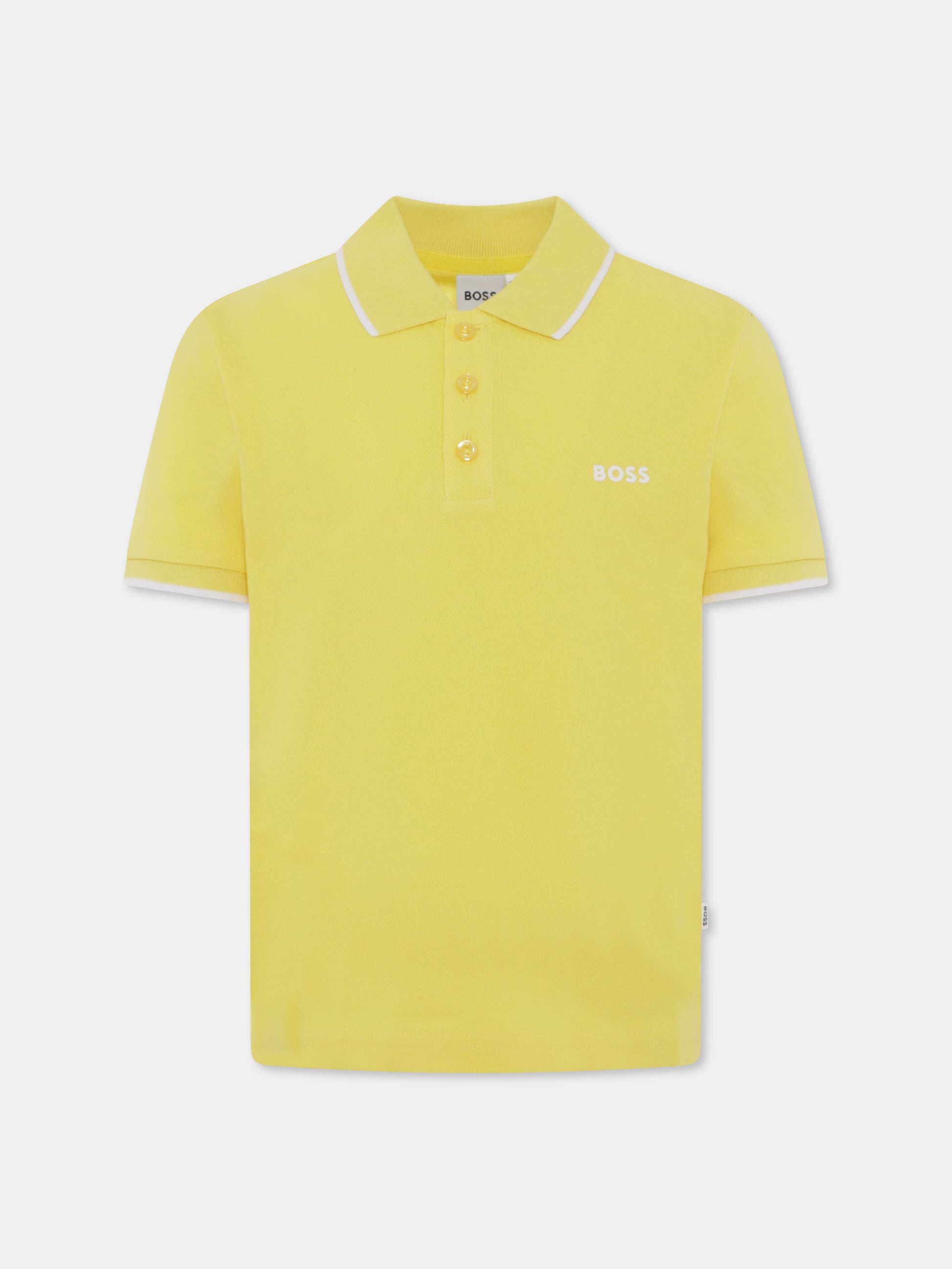 Polo gialla per bambino con logo,Boss,J50704 508