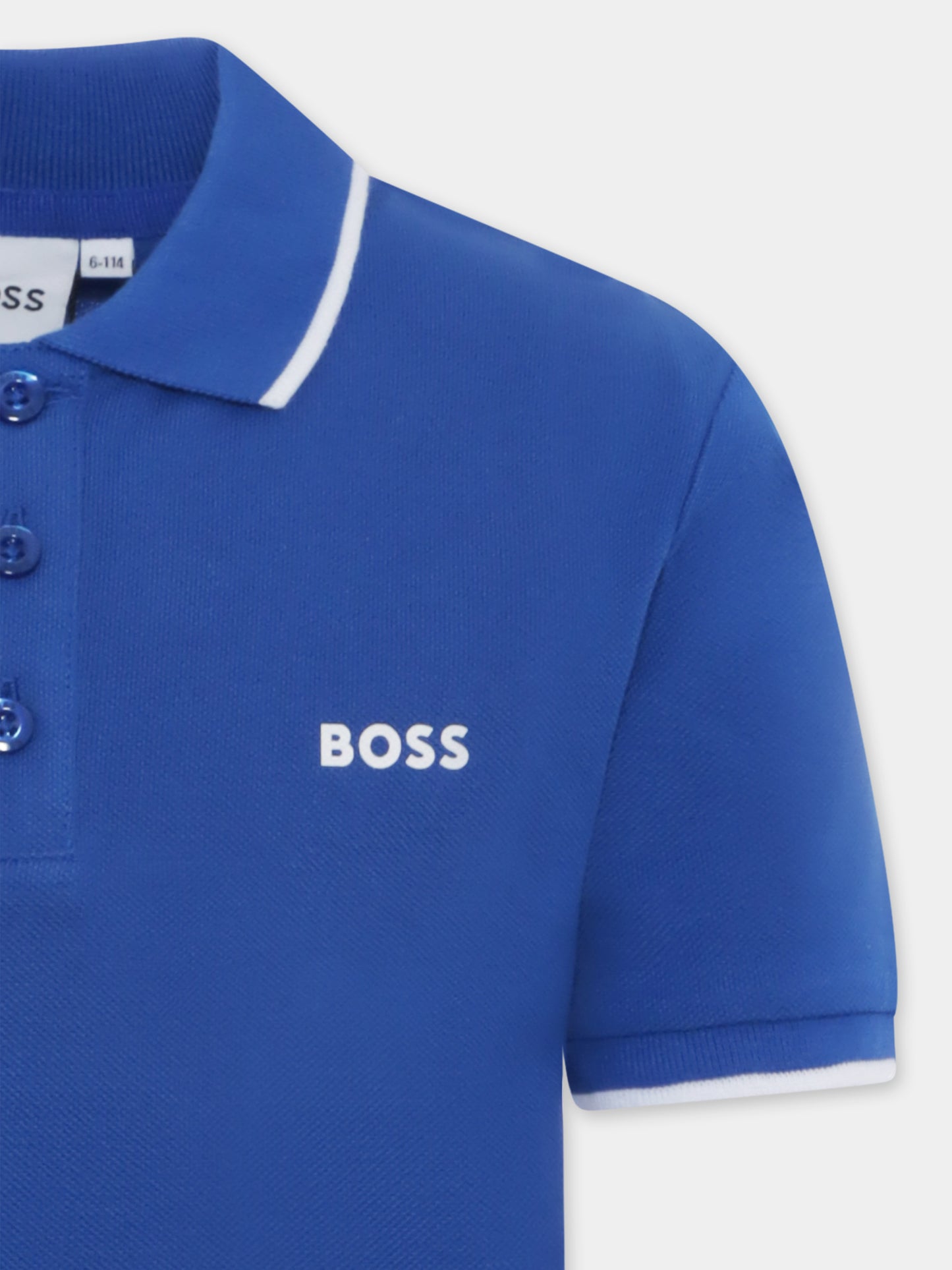 Polo azzurra per bambino con logo,Boss,J50704 872
