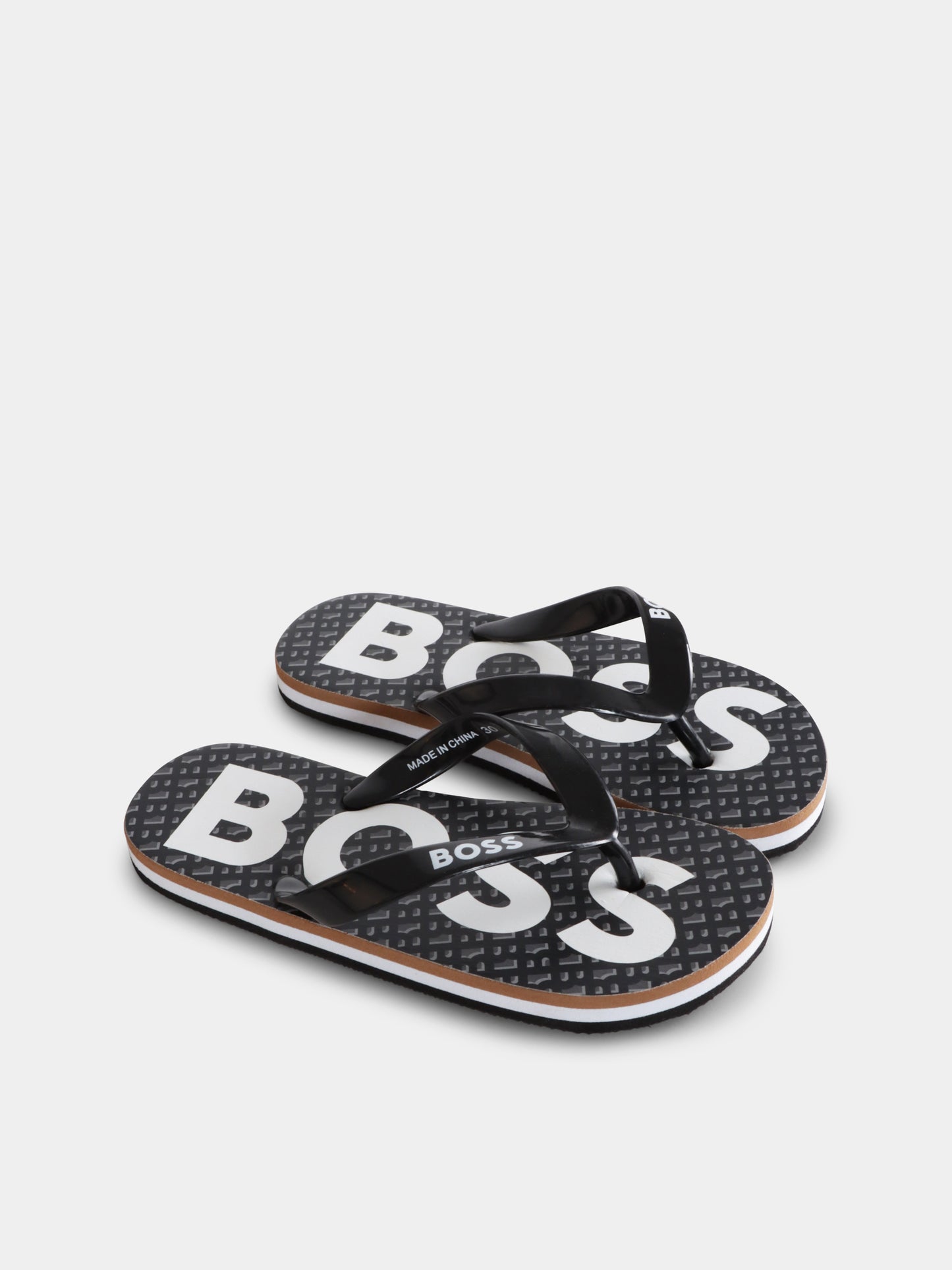 Infradito nere per bambino con logo,Boss,J50850 09B