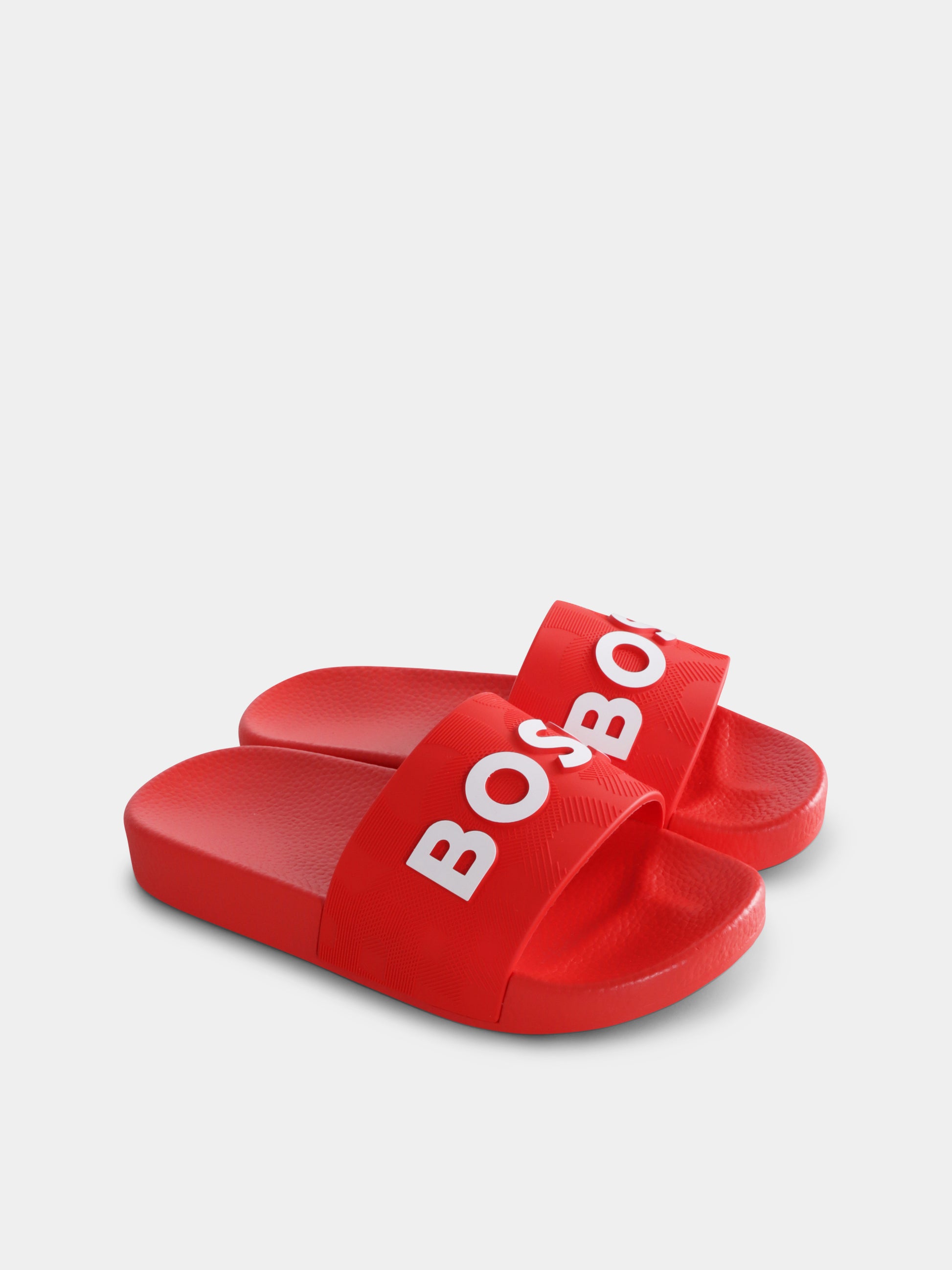 Ciabatte rosse per bambino con logo,Boss,J50879 997