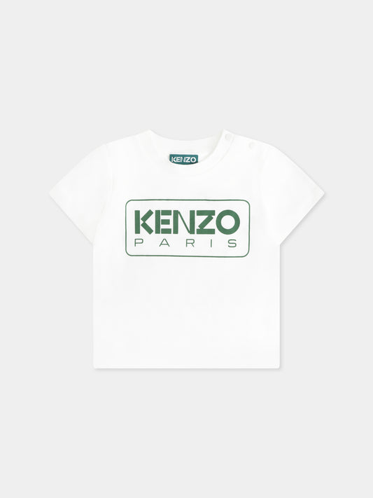 T-shirt avorio per neonato con logo,Kenzo Kids,K60161 12P