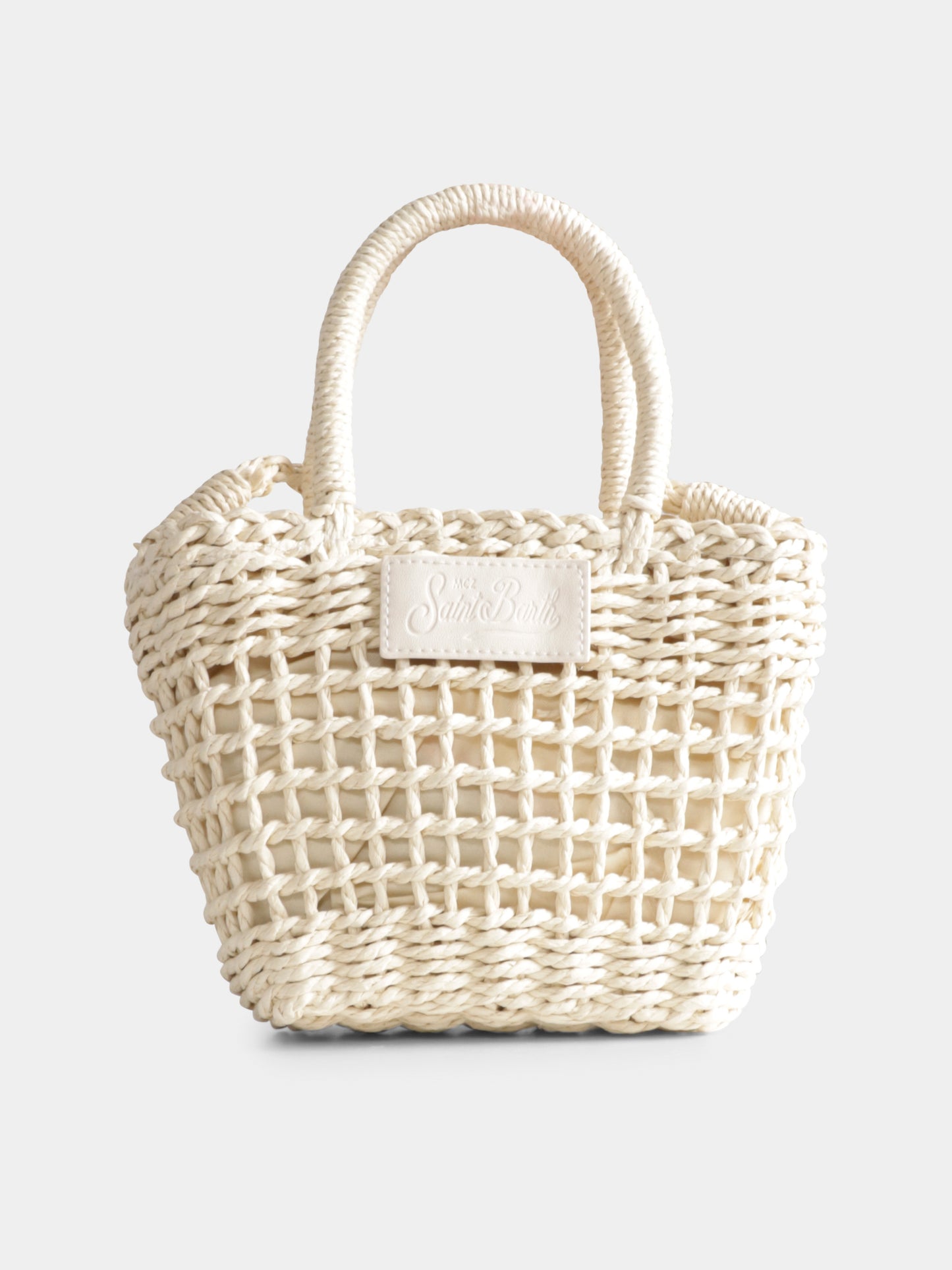 Beige bag for girl with cherries