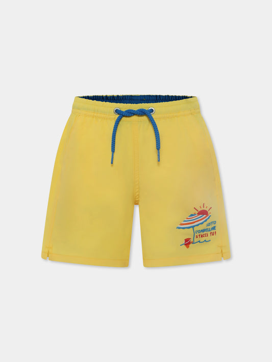 Boxer mare giallo per bambino con stampa,Mc2 Saint Barth,COM0004 00633F