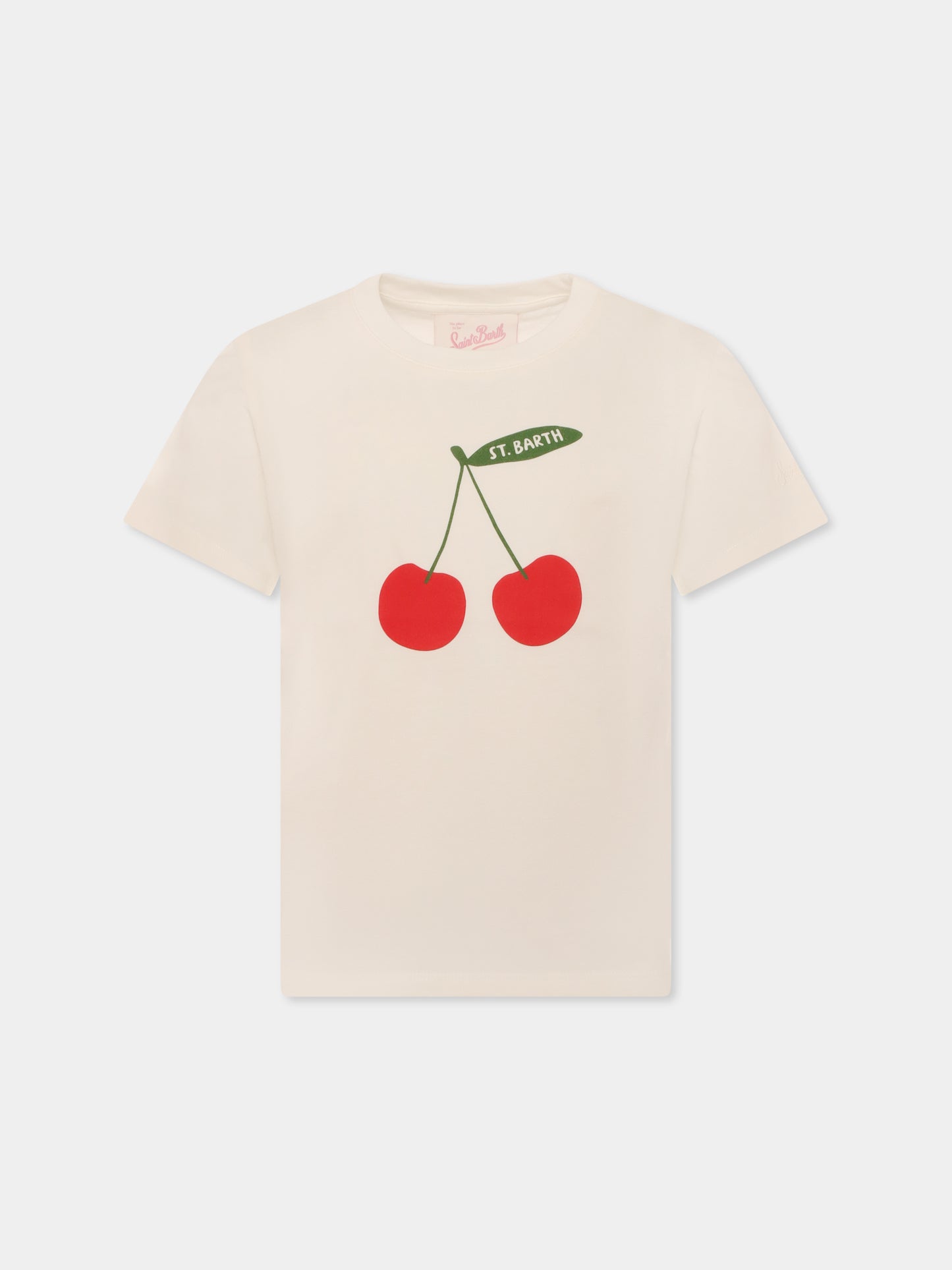 T-shirt avorio per bambina con ciliegie,Mc2 Saint Barth,ELLY001 03286H