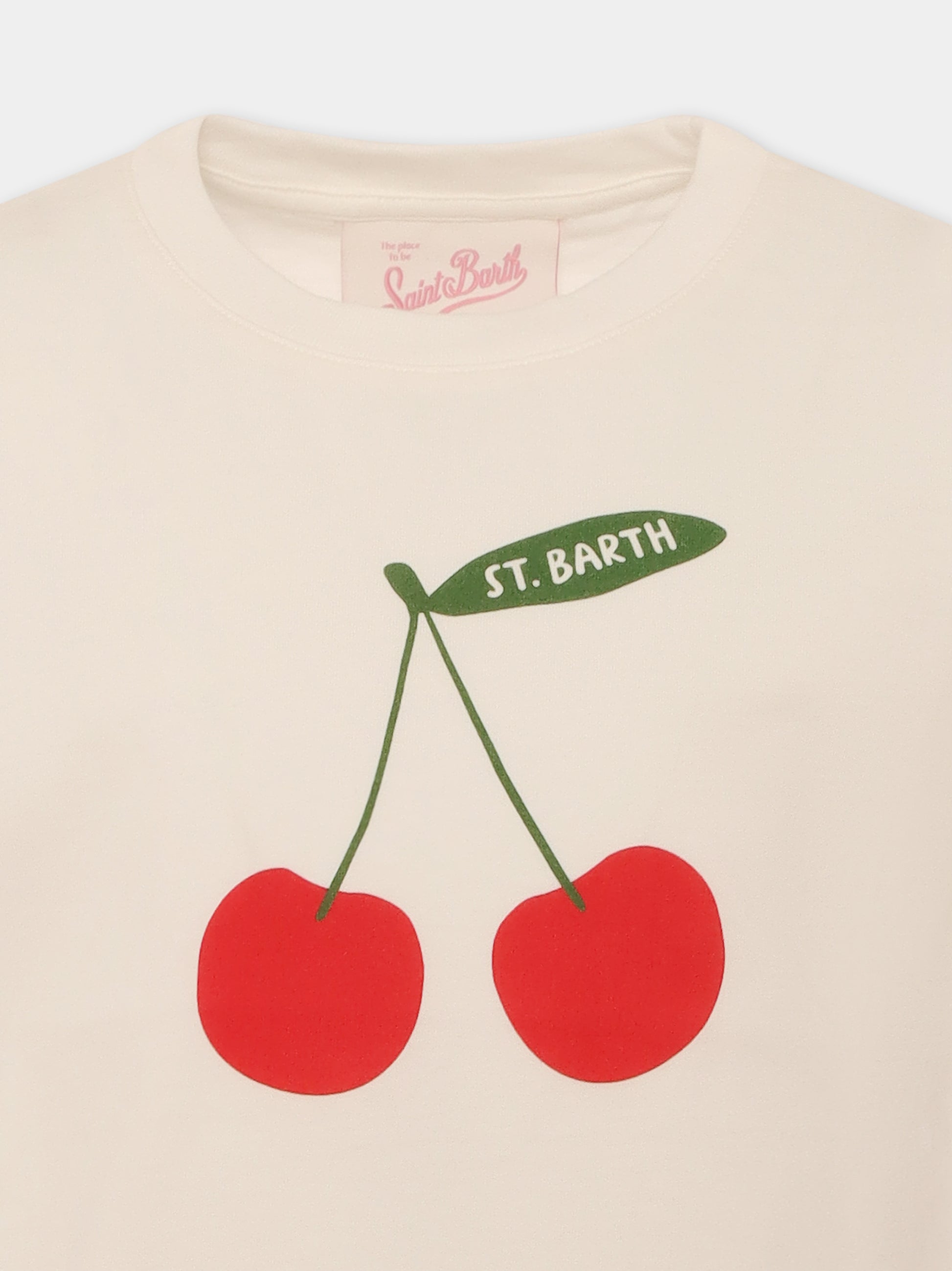 T-shirt avorio per bambina con ciliegie,Mc2 Saint Barth,ELLY001 03286H