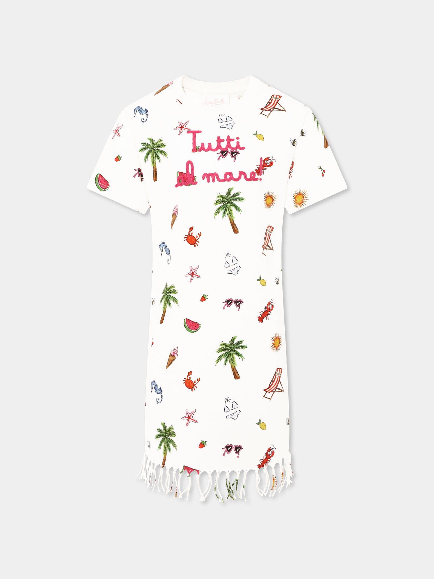 White dress for girl with summer print