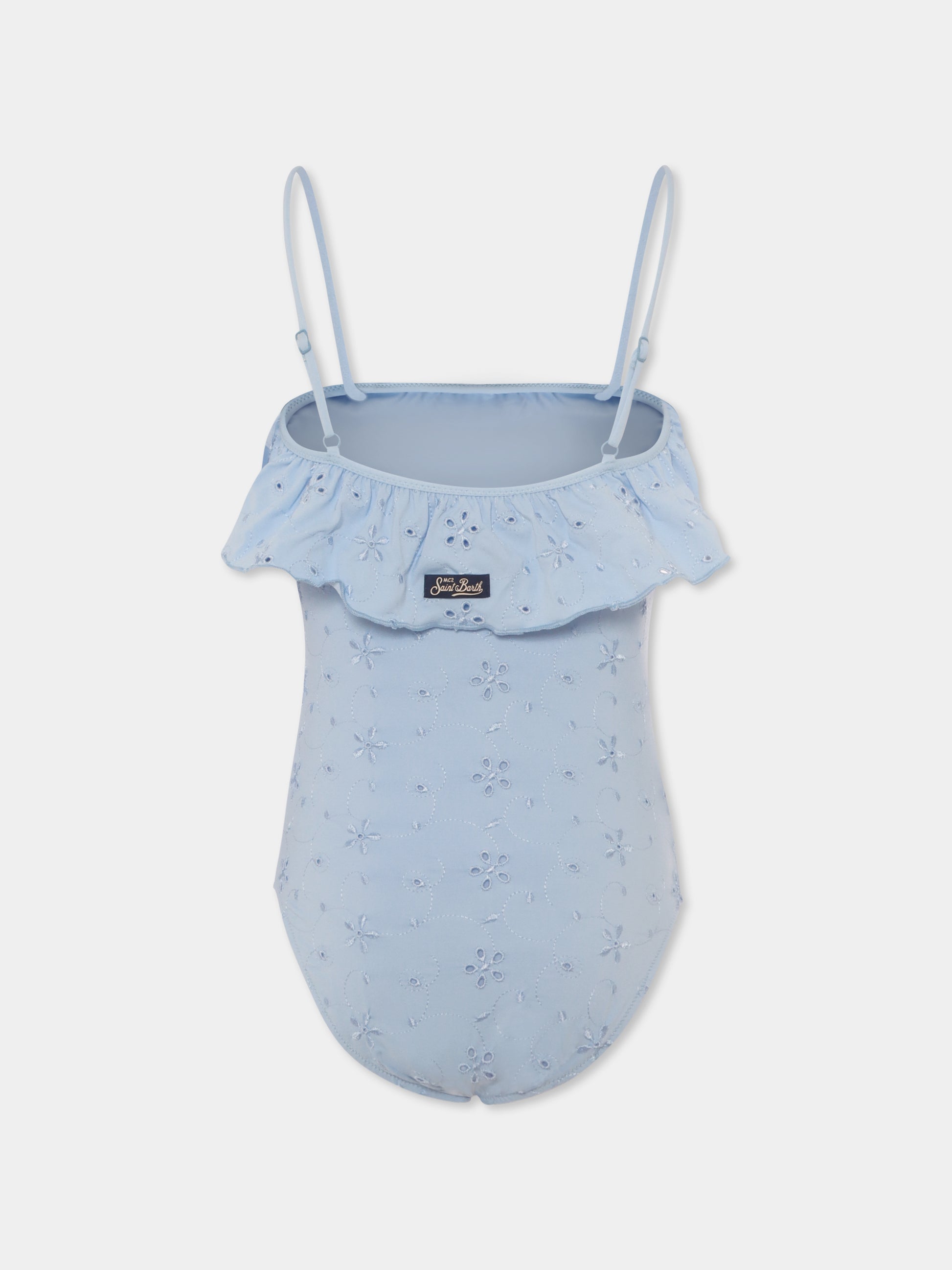 Costume intero celeste per bambina con fiori,Mc2 Saint Barth,BRIE001 01218H