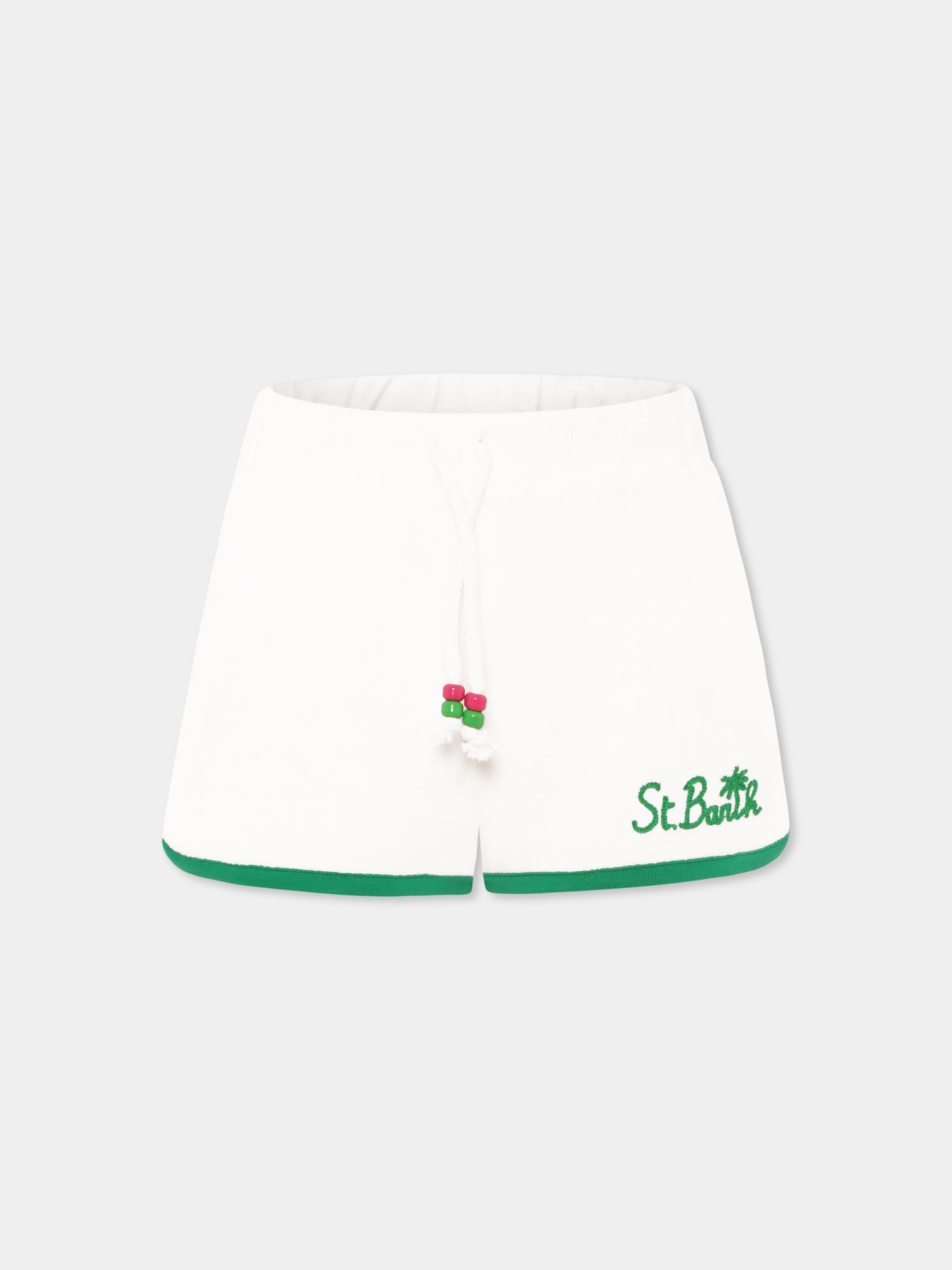 White shorts for girl with logo